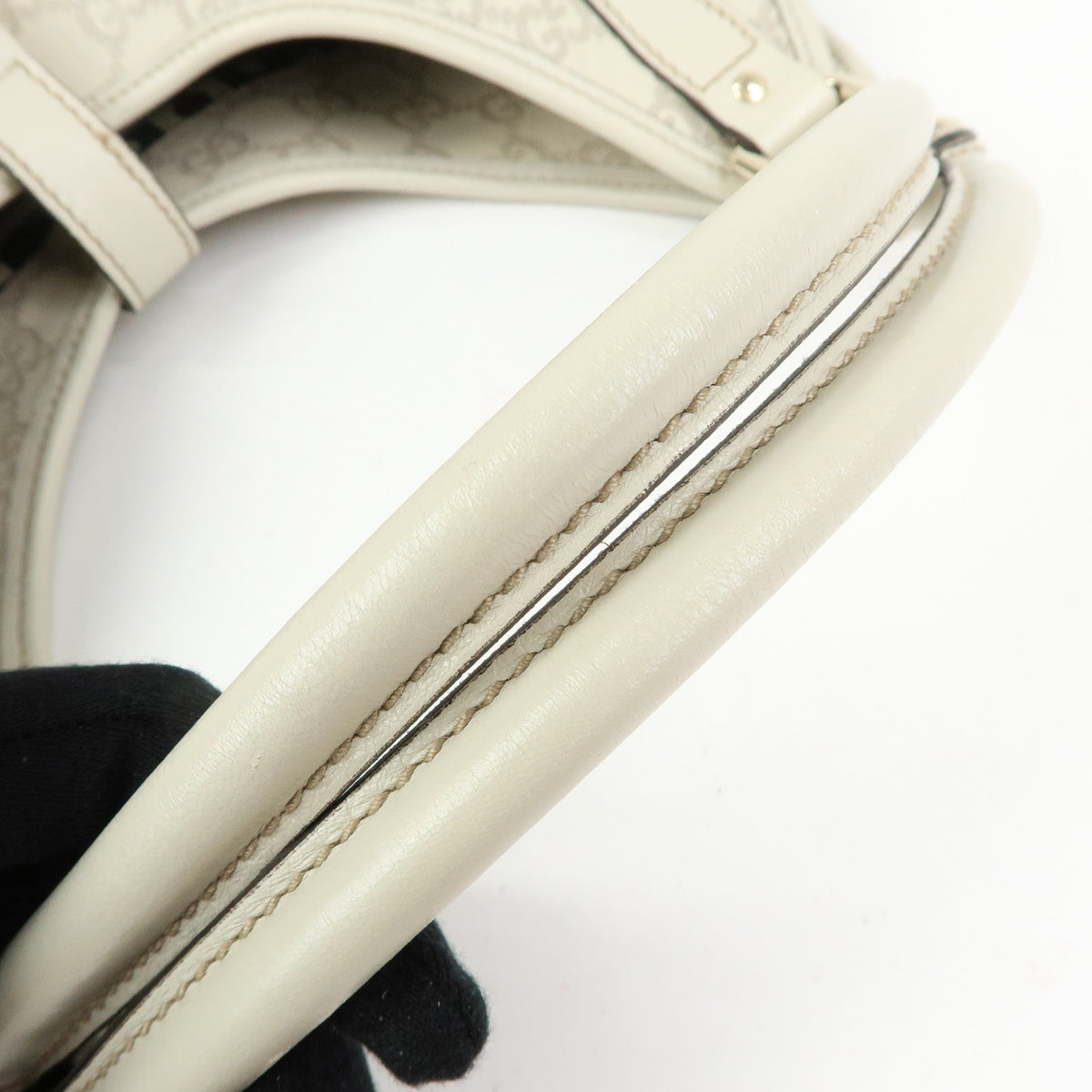GUCCI Jackie Guccissima Leather Shoulder Bag Hand Bag Ivory 203494