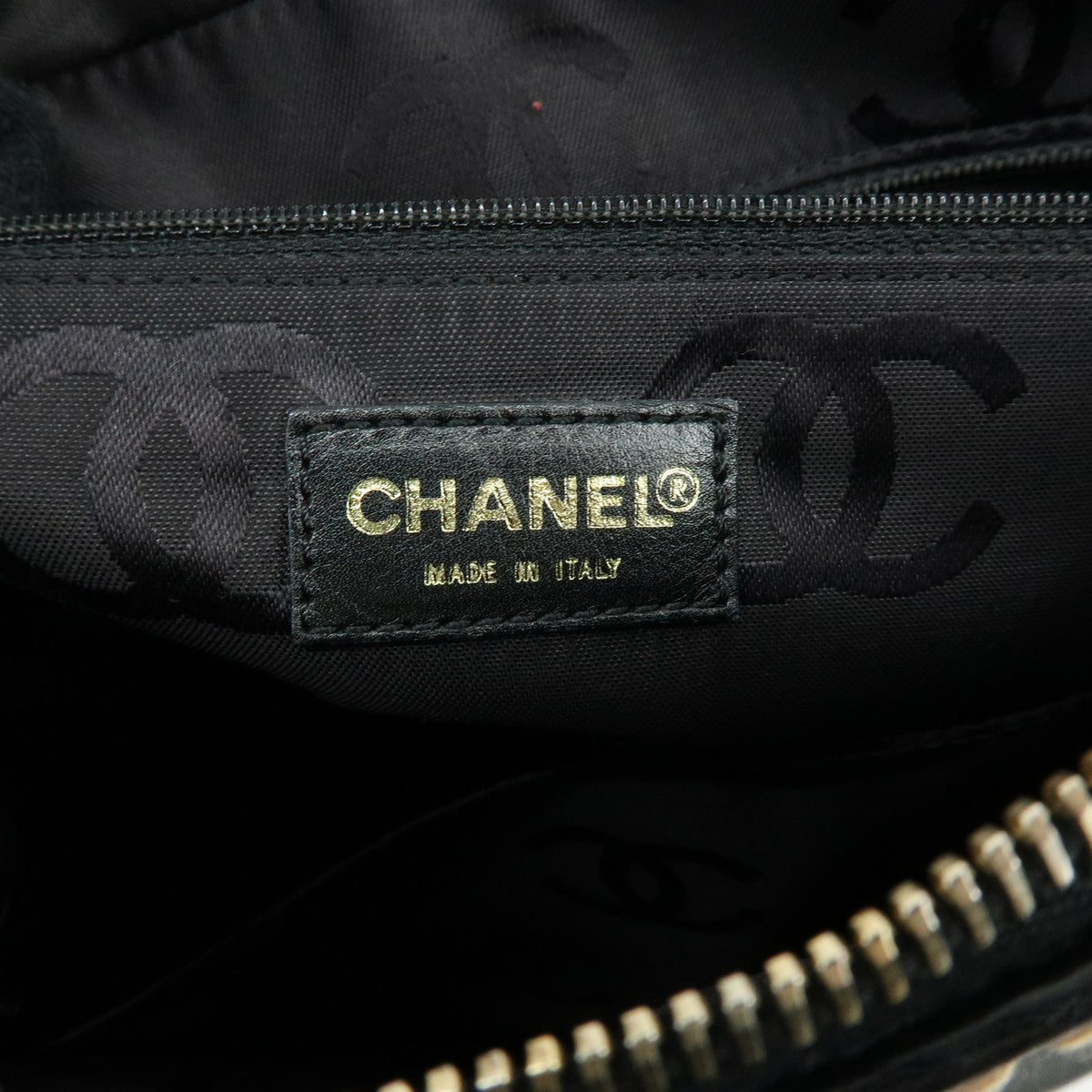 CHANEL Wild Stitch COCO Mark Calf Skin Hand Bag Black A14693
