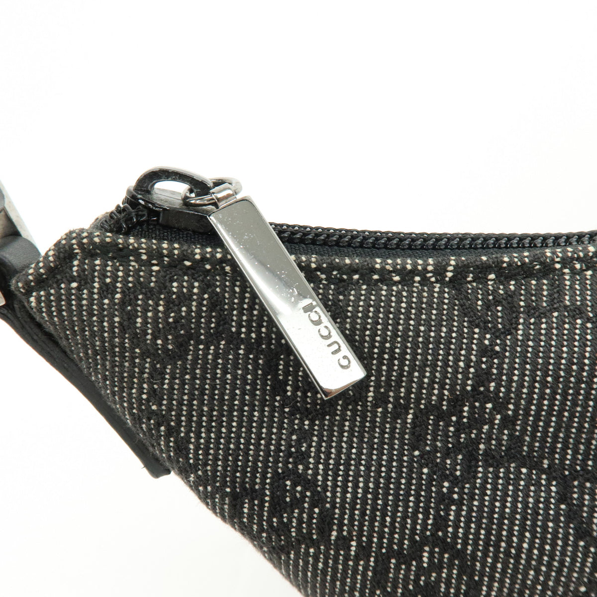 GUCCI GG Denim Leather Hand Bag Shoulder Bag Black 32160