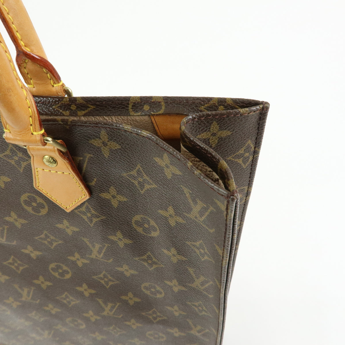 Louis Vuitton Monogram Sac Plat Tote Bag Hand Bag Brown M51140