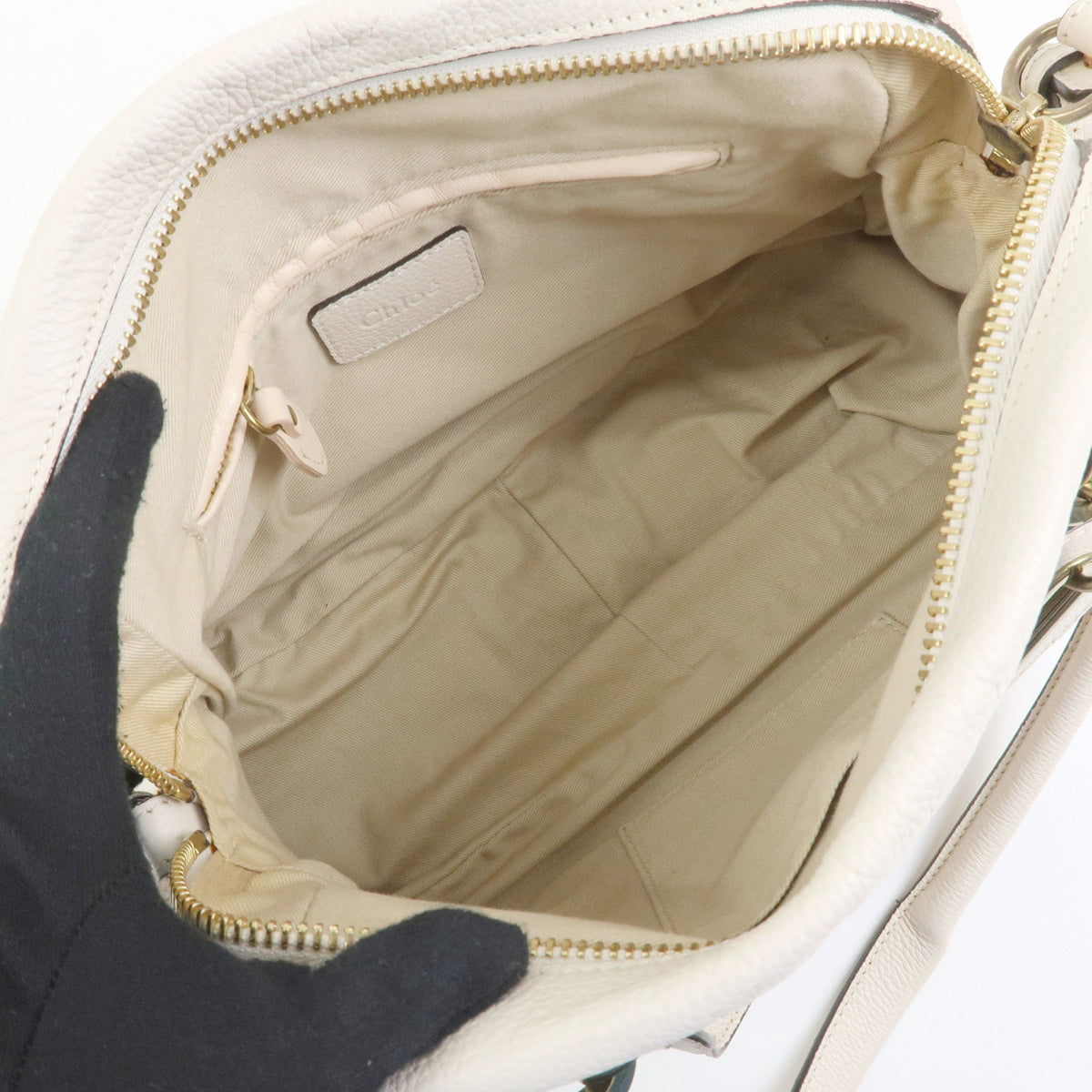 Chloe Paraty Leather 2Way Bag Shoulder Bag Hand Bag Ivory