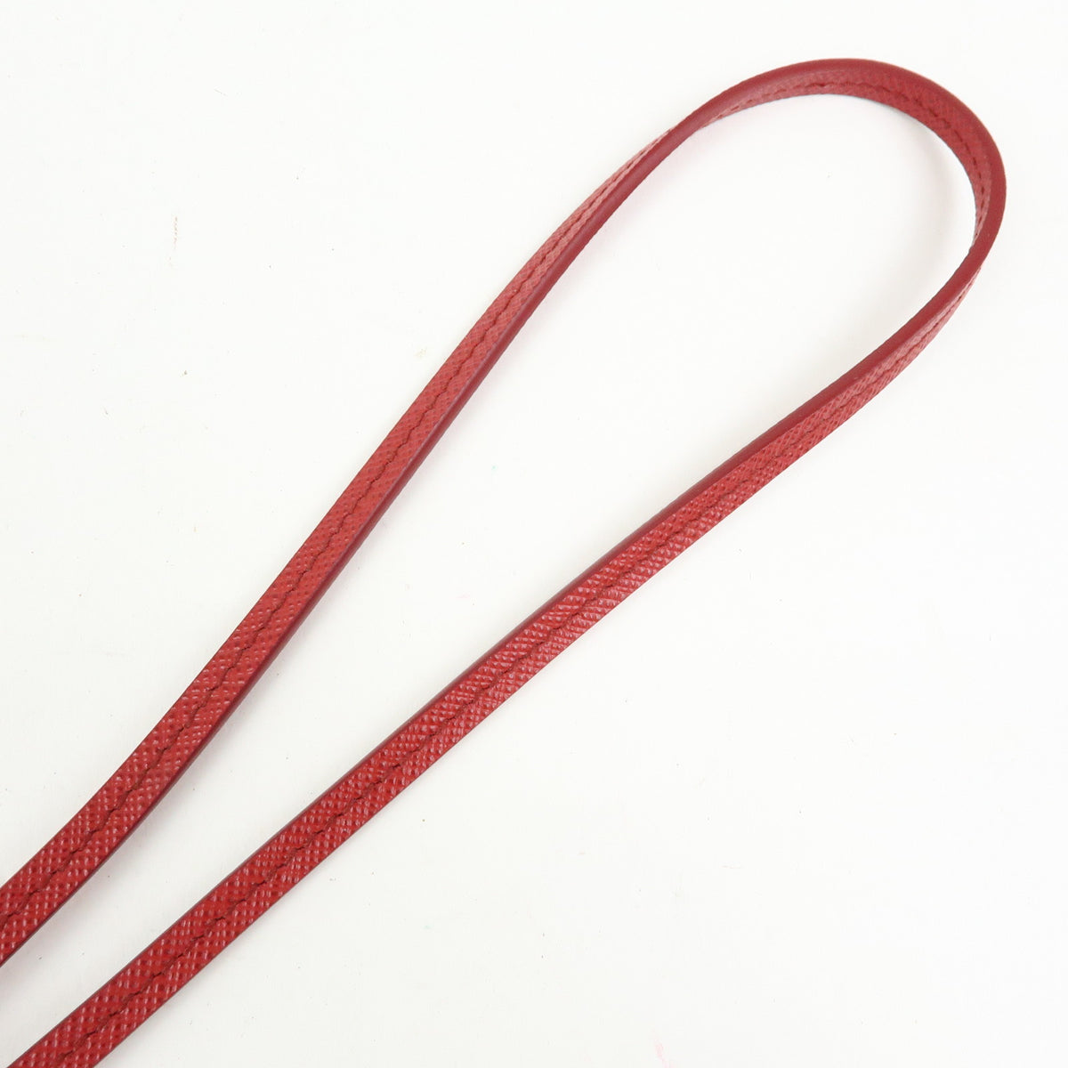PRADA Triangle Logo Saffiano Leather Loop Tie Red