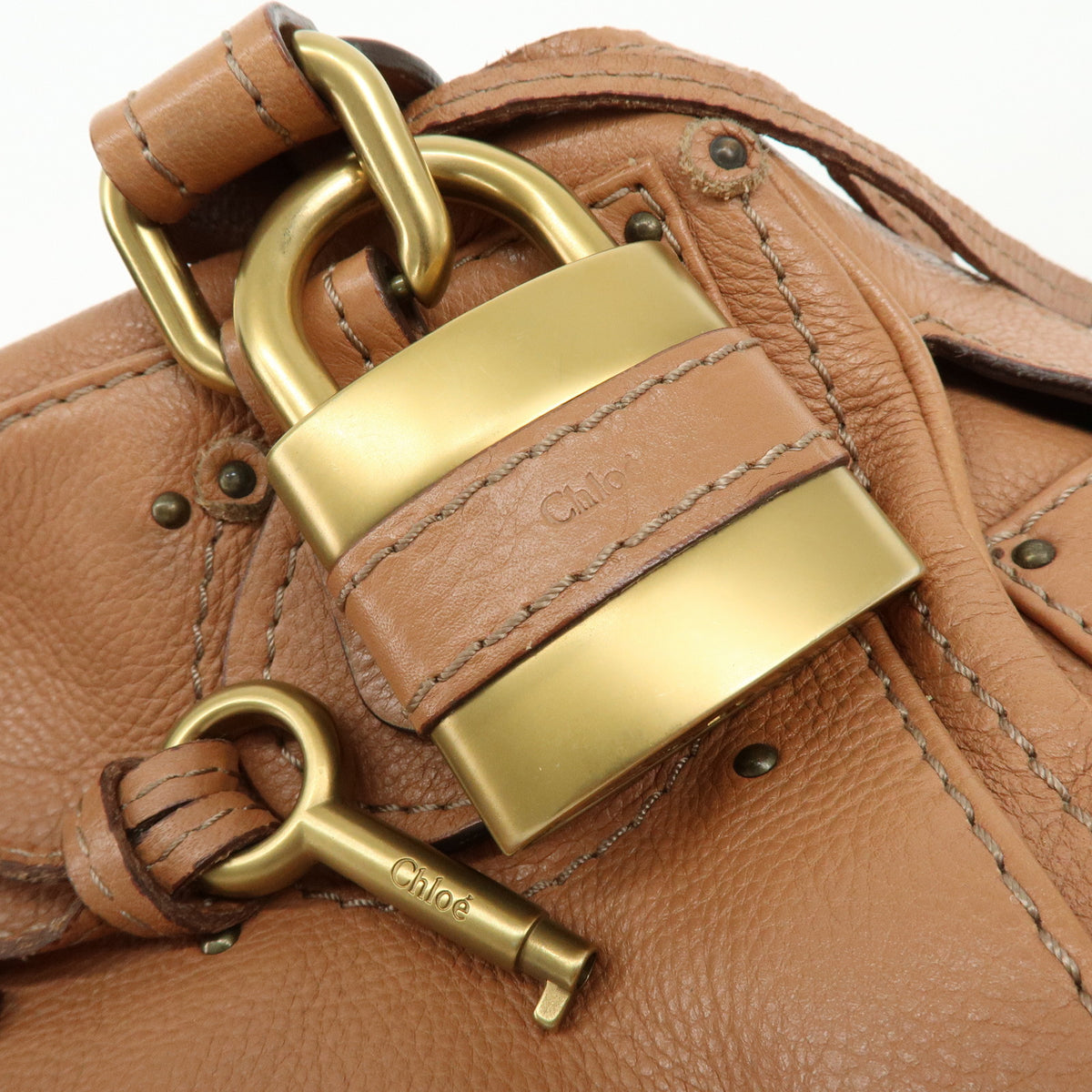 Chloe Paddington Leather Hand Bag Shoulder Bag Brown