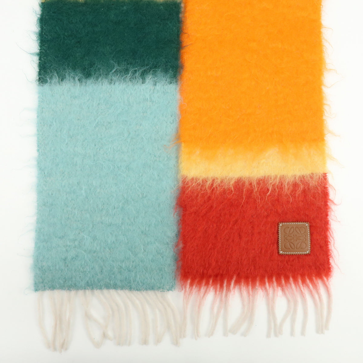 LOEWE Anagram Mohair Wool Scarf Shawl Orange Multicolor