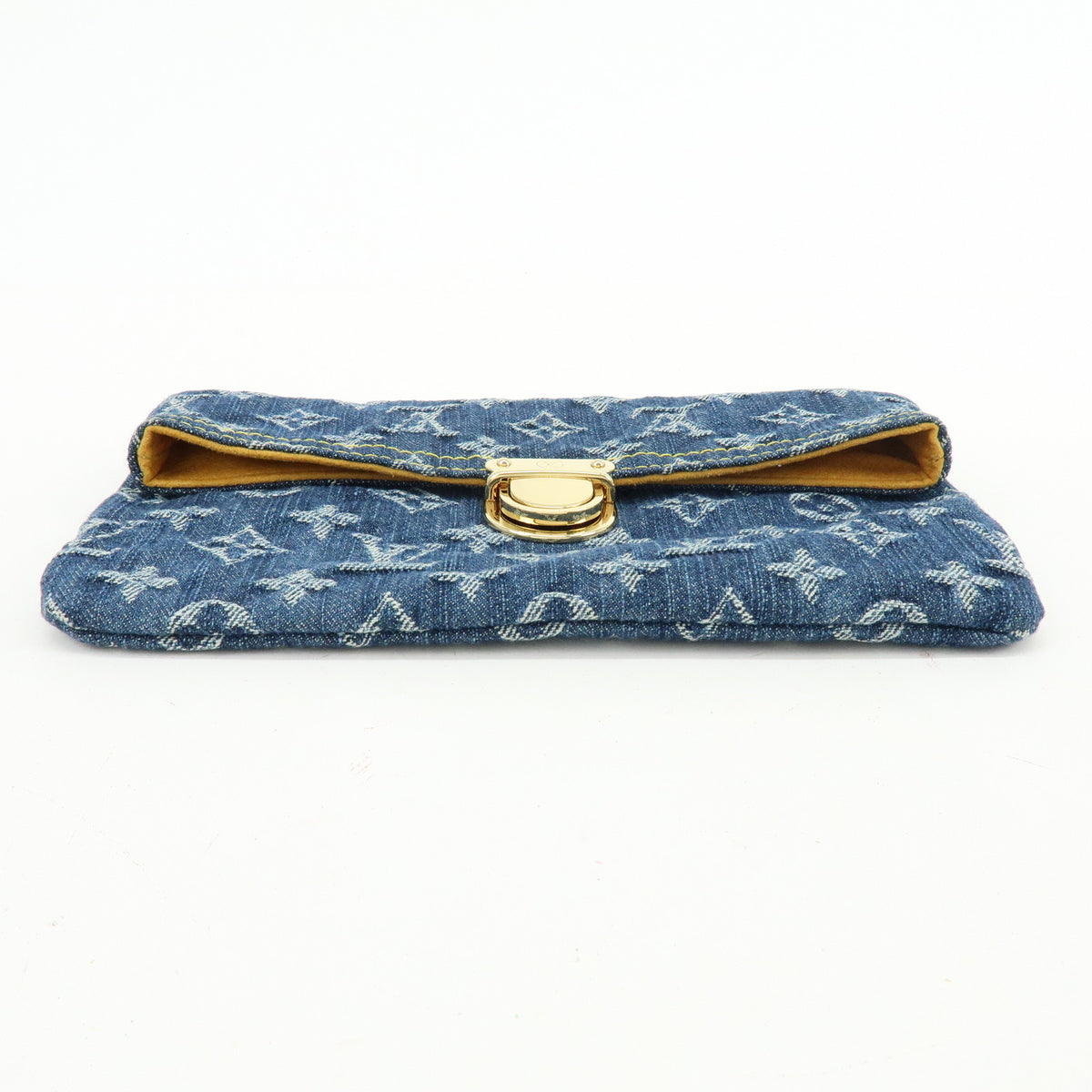 Louis Vuitton Monogram Denim Pochette Plat Pouch Clutch Bag M95007