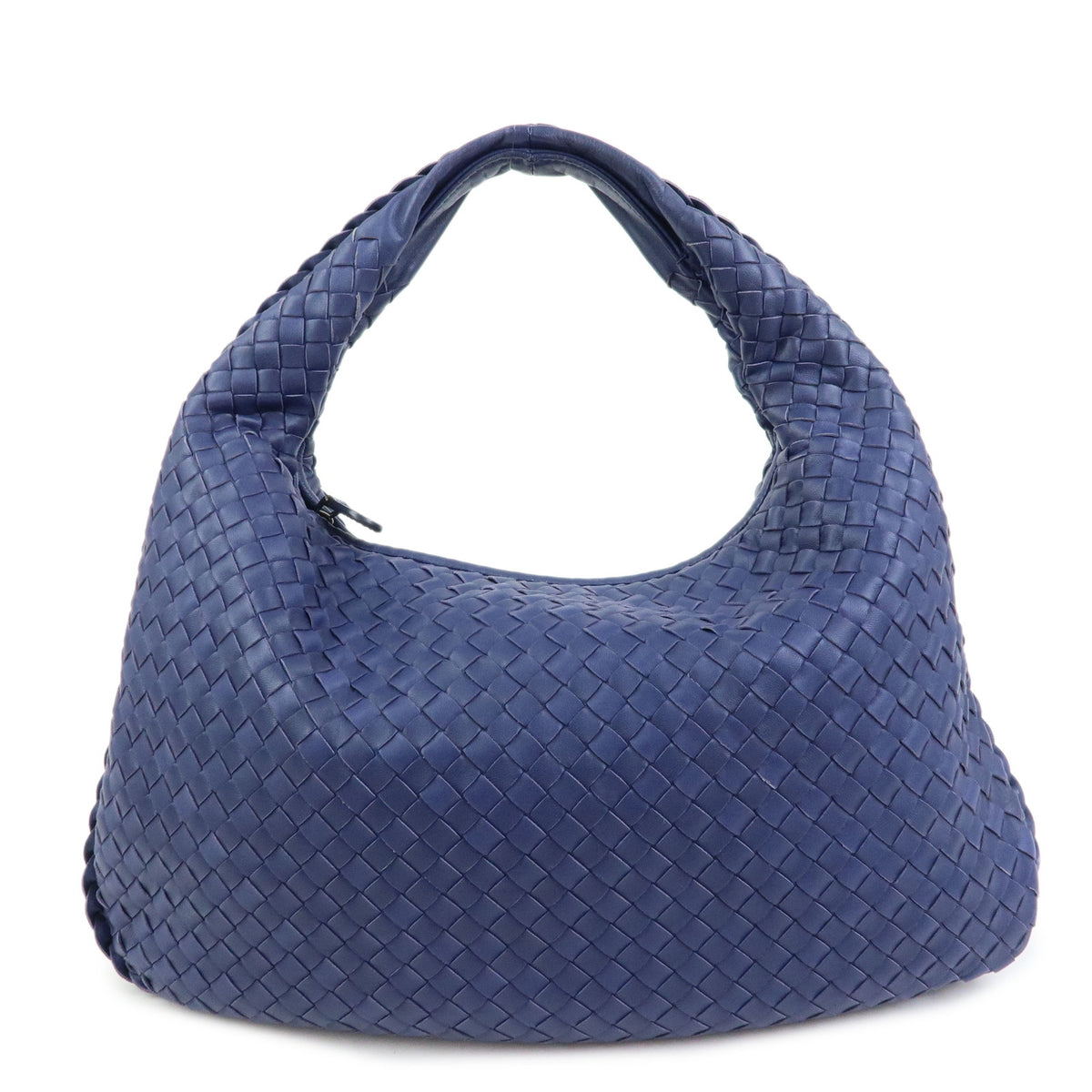 BOTTEGA VENETA Intrecciato Hobo Leather Shoulder Bag Hand Bag Navy