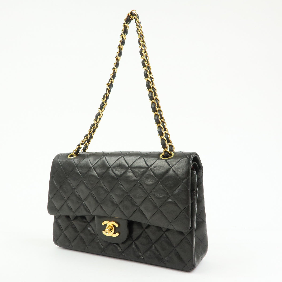 CHANEL Matelasse 25 Lamb Skin Double Flap Chain Shoulder Bag A01112