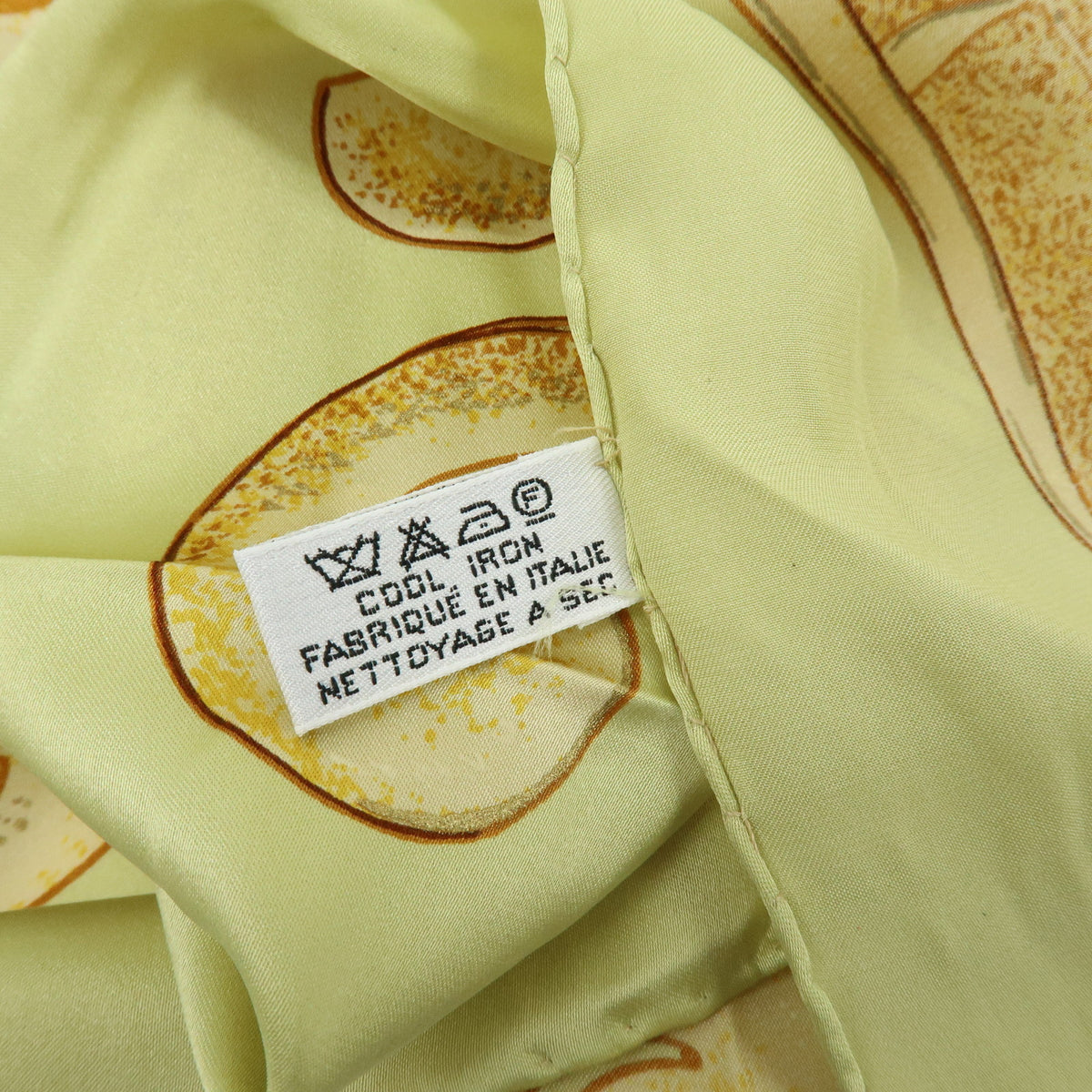 CHANEL Silk100% Sunflower Pattern Scarf Shawl Light Green