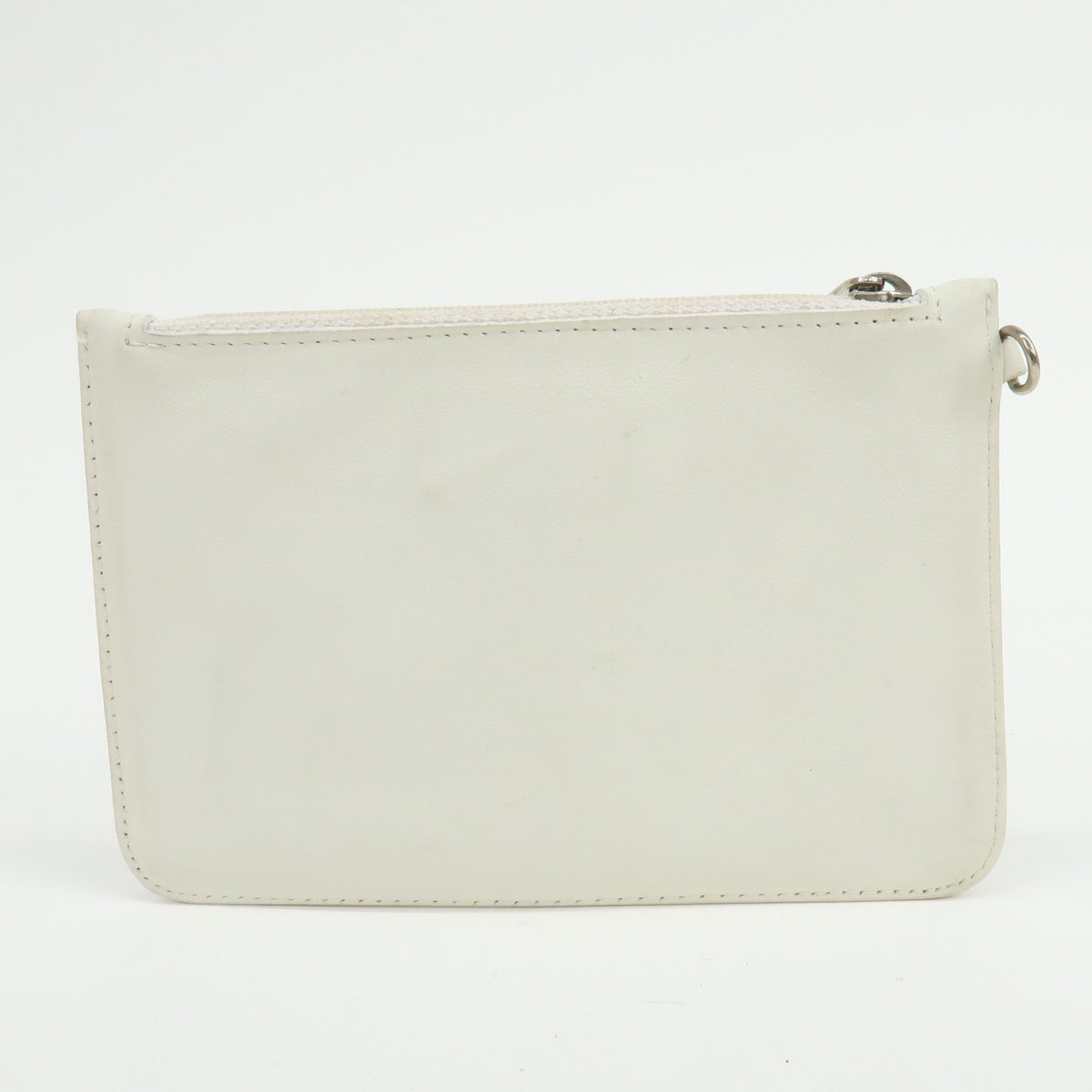 CHANEL COCO Mark Leather Cosmetic Pouch Flat Pouch White