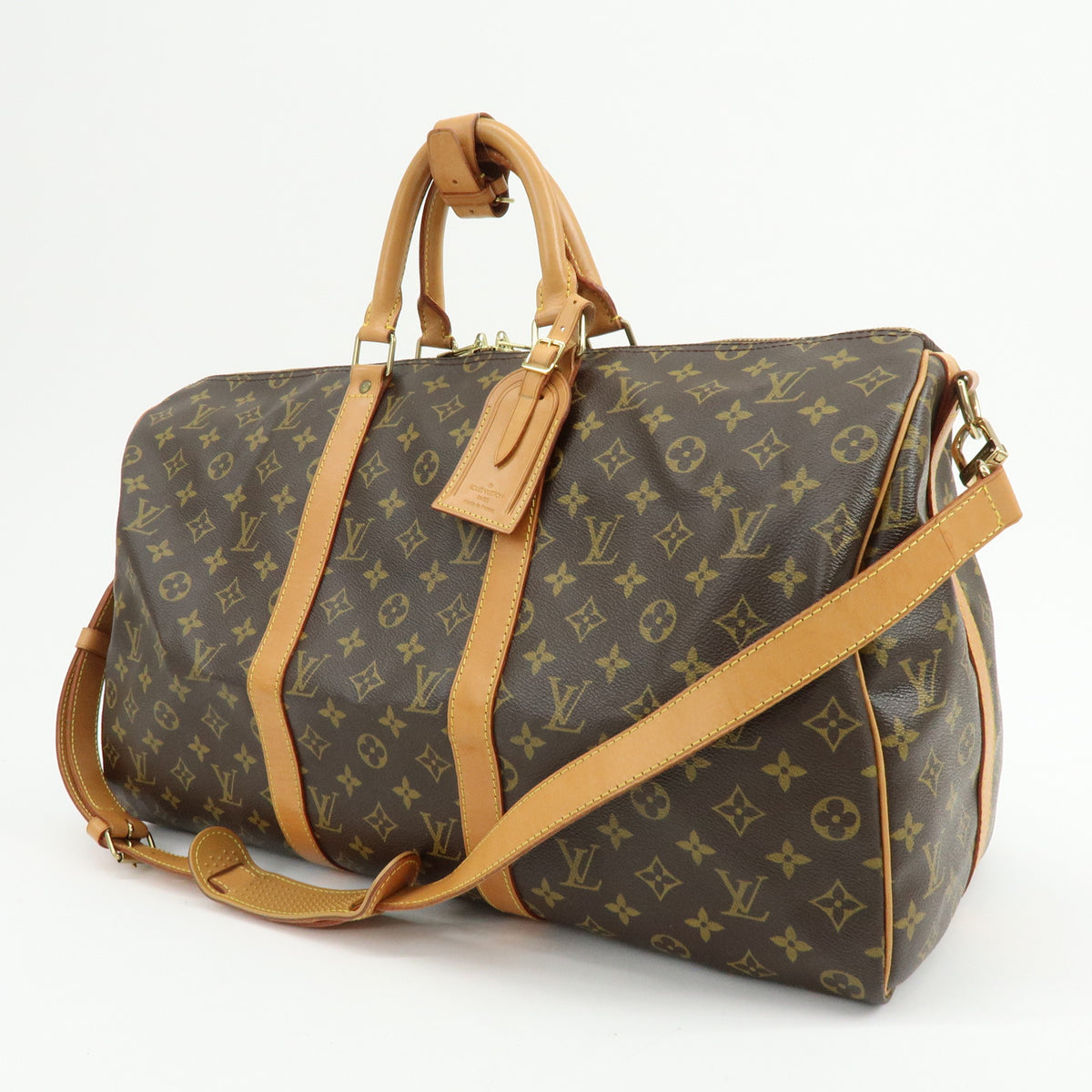 Louis Vuitton Monogram Keep All Bandouliere 50 Boston Bag Brown M41416