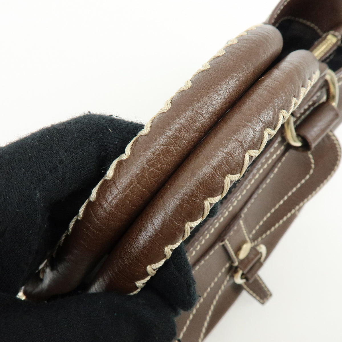 CELINE Boogie Bag Leather Hand Bag Brown