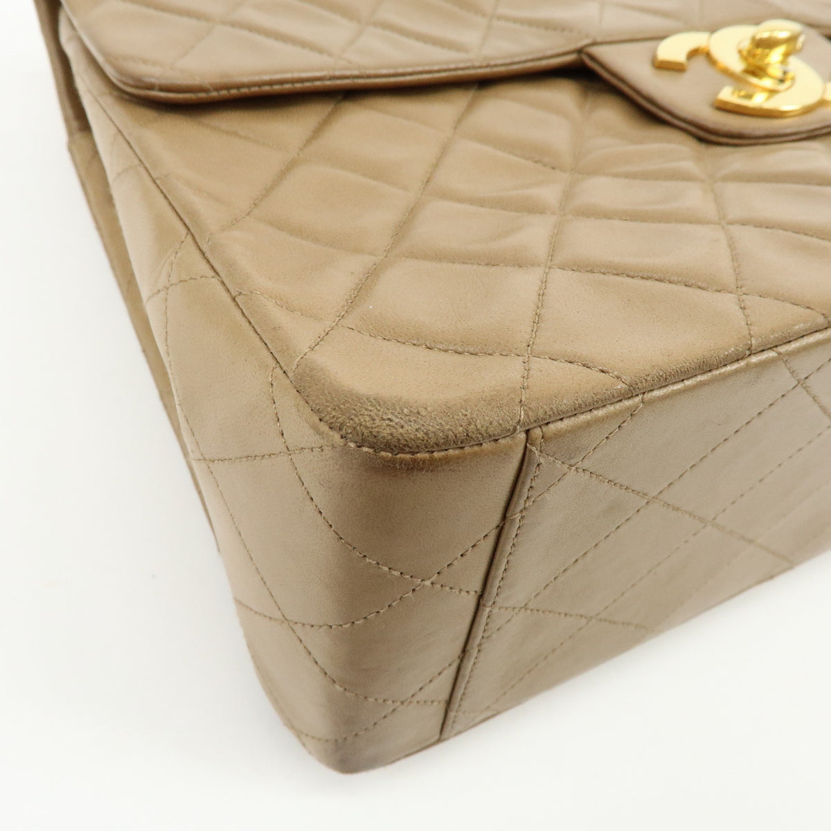 CHANEL Jumbo Matelasse 34 Lamb Skin Shoulder Bag Hand Bag Brown A01094