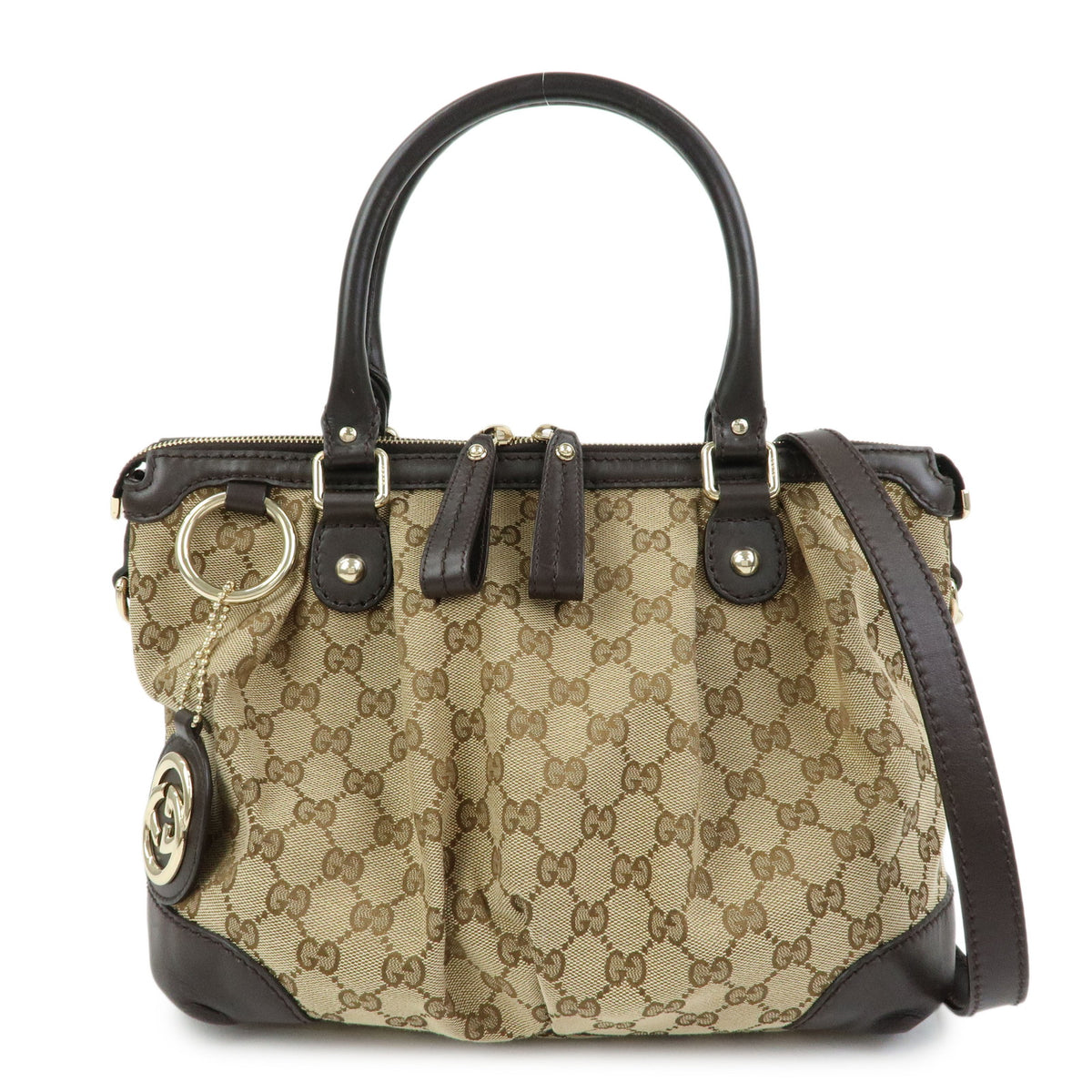GUCCI Sukey Interlocking G GG Canvas Leather 2Way Shoulder Bag 247902
