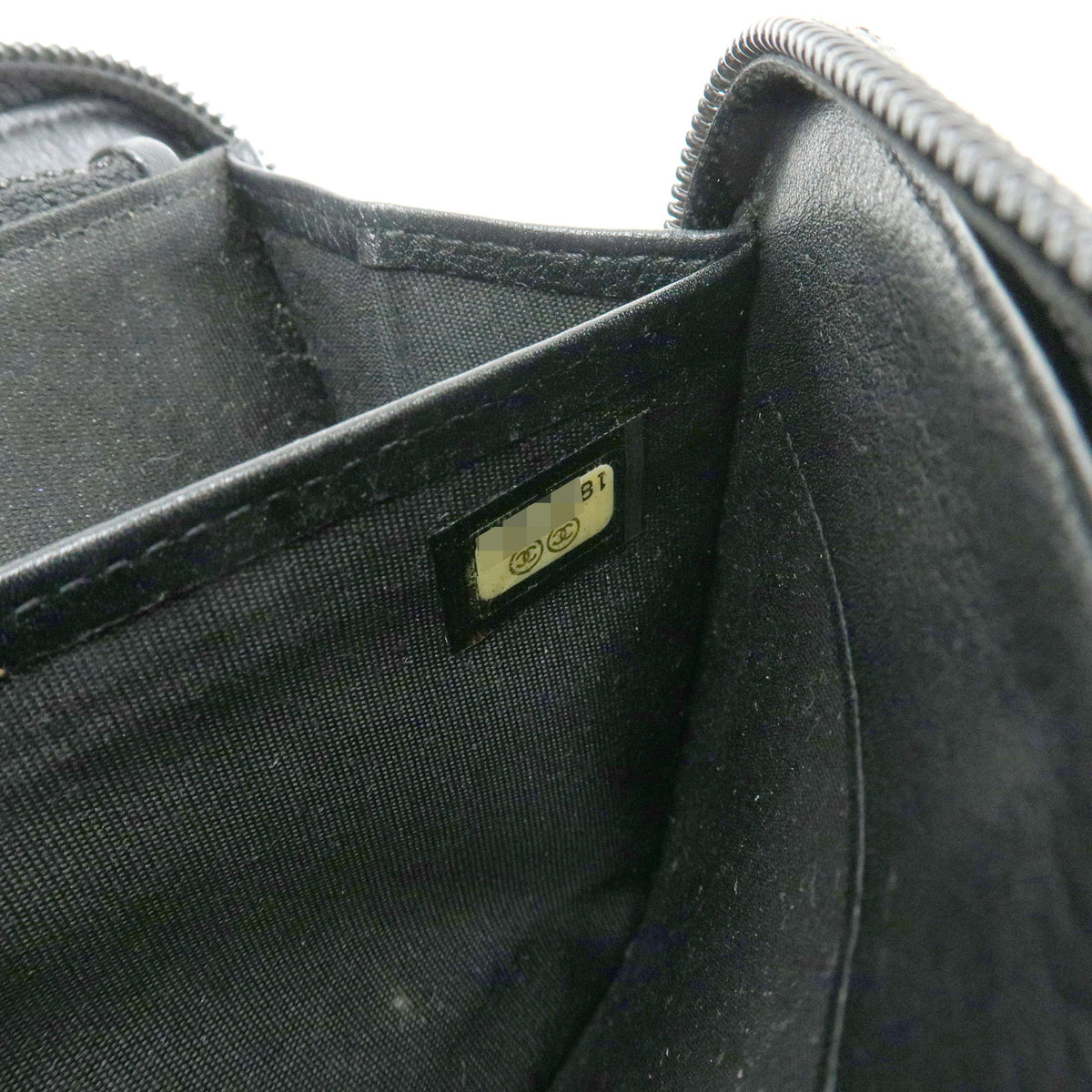 CHANEL COCO Mark Caviarskin Round Zippy Long Wallet Black A50071
