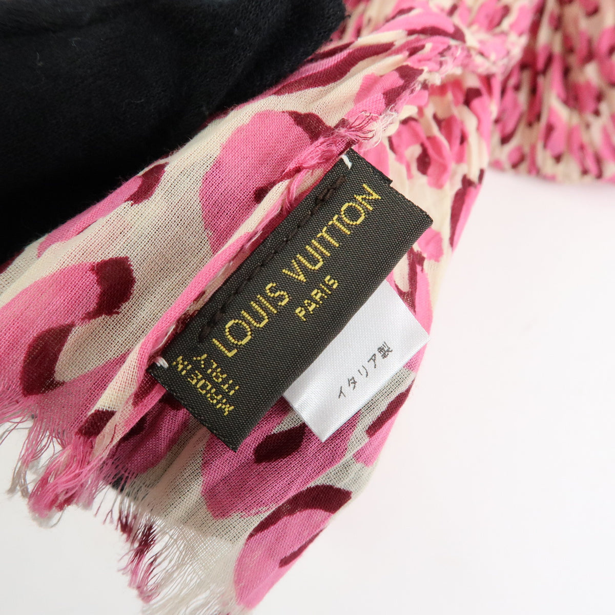 Louis Vuitton Leopard Cotton 100% Shawl Scarf Pink Green 401910
