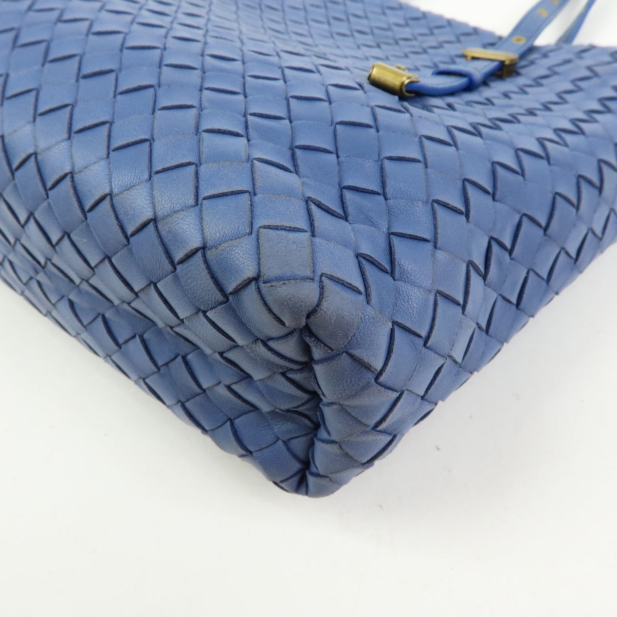 BOTTEGA VENETA Intrecciato Leather Tote Bag Hand Bag Blue V00A2