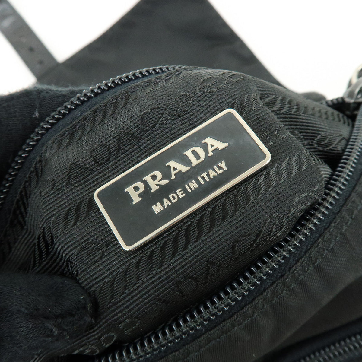 PRADA Triangle Logo Nylon Leather Shoulder Bag Crossbody Bag Black