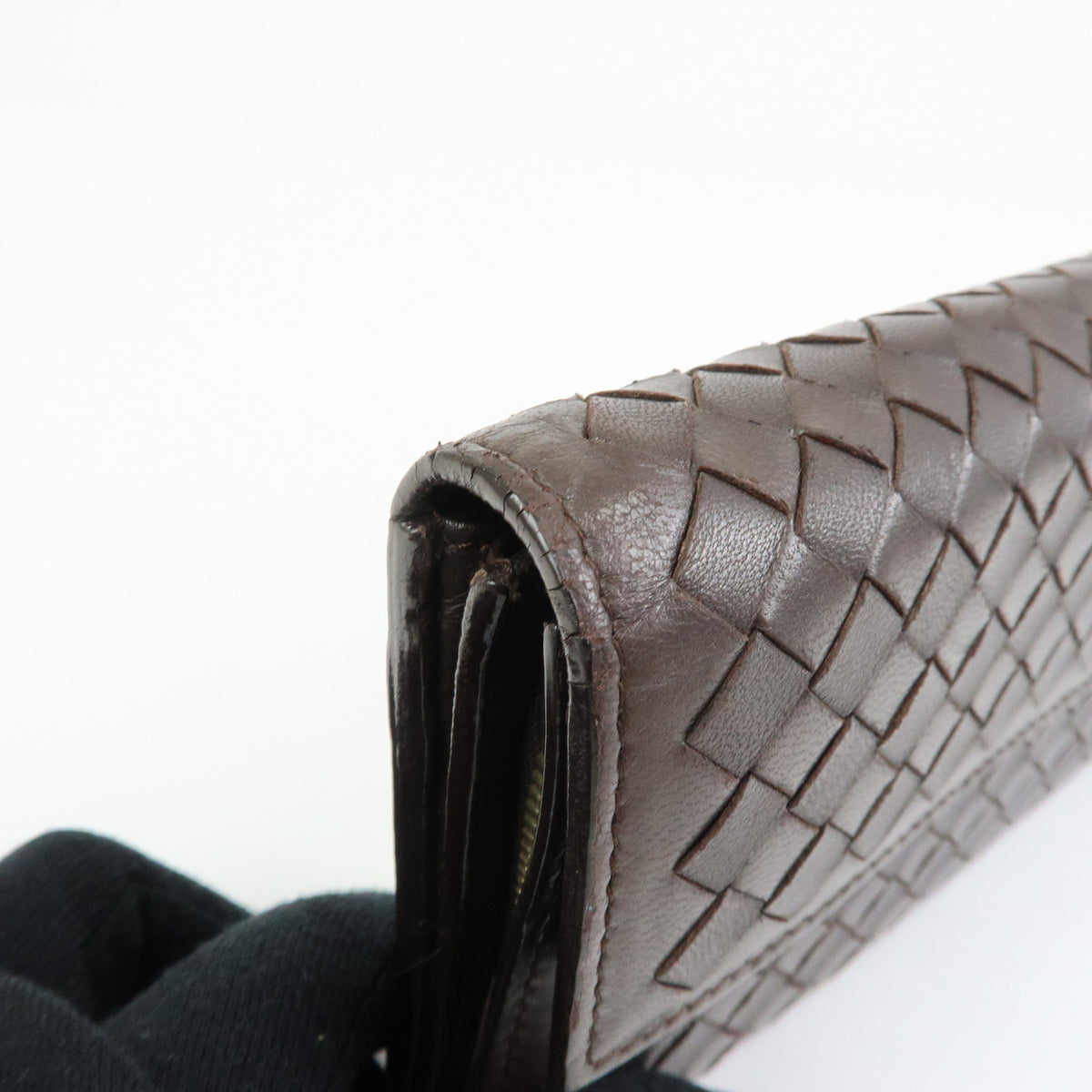 BOTTEGA VENETA Intrecciato Leather Bi-fold Long Wallet Brown 150509