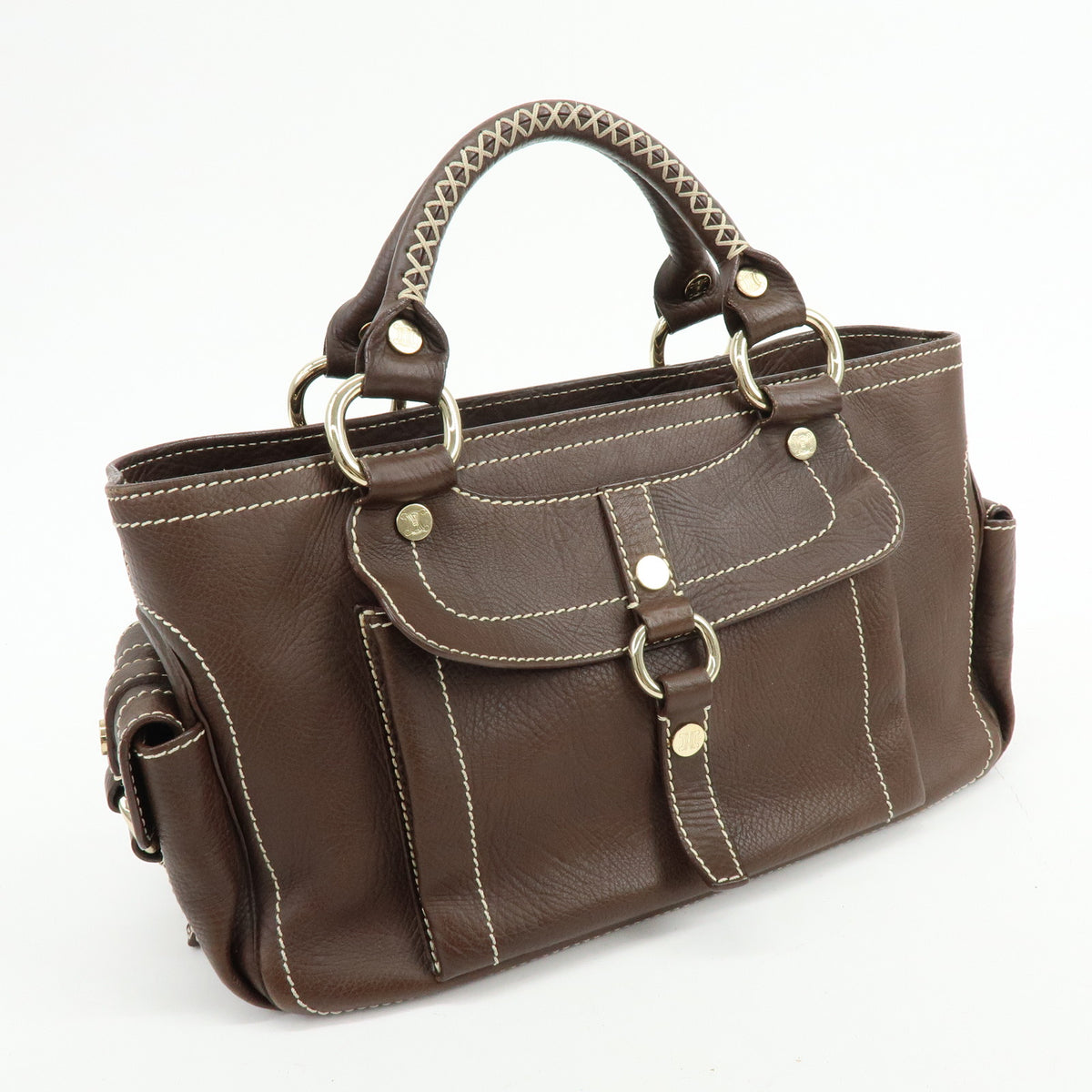 CELINE Boogie Bag Leather Hand Bag Brown