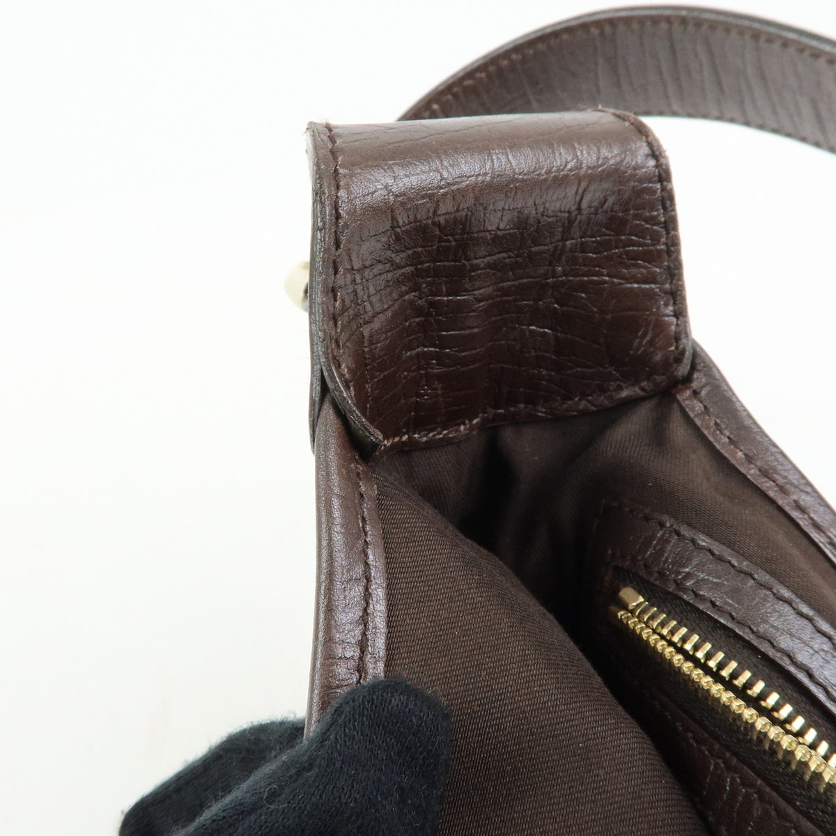 GUCCI Sherry GG Canvas Leather Shoulder Bag Hand Bag Brown 130779
