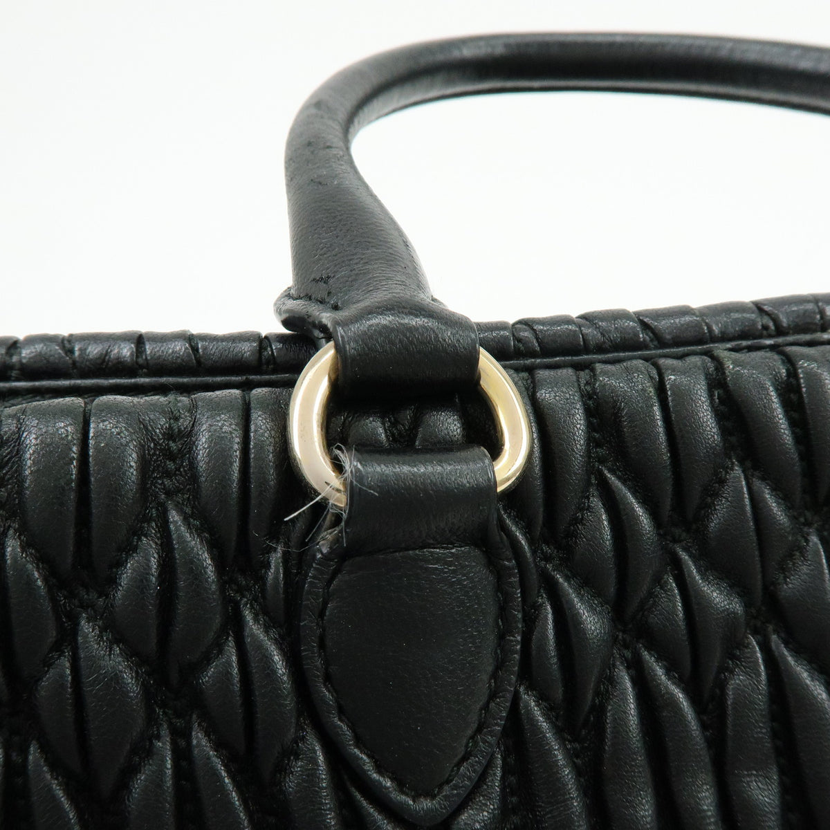 MIU MIU Matelasse Leataher 2Way Bag Hand Bag Shoulder Bag Black