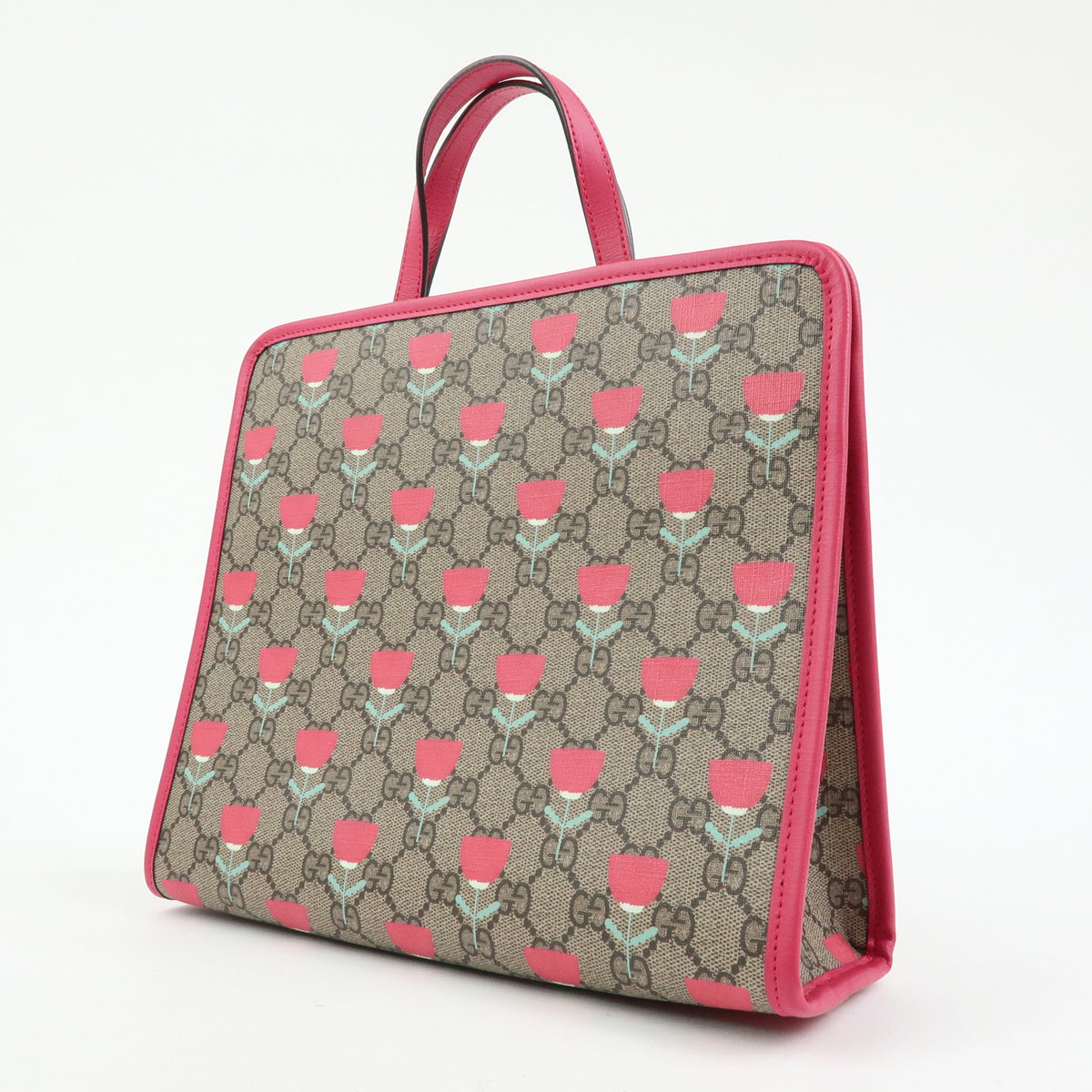 GUCCI Childrens GG Supreme Leather Tote Bag Hand Bag Beige Pink 605614