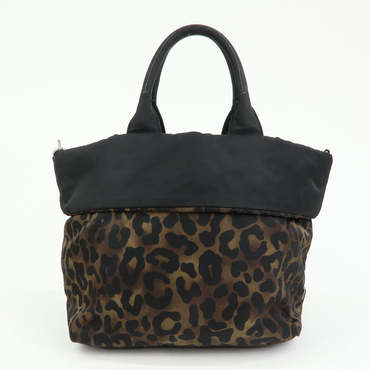 PRADA Triangle Logo Nylon Leather Reversible 2Way Hand Bag Black BN1959