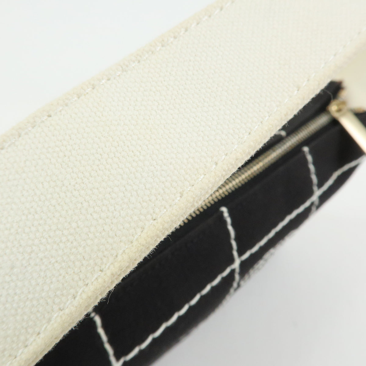 CHANEL Chocolate Bar COCO Mark Canvas Shoulder Bag Hand Bag Black White