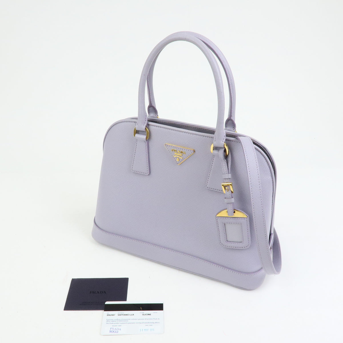 PRADA Triangle Logo Promenado Saffiano Leather 2Way Bag Purple BN2567