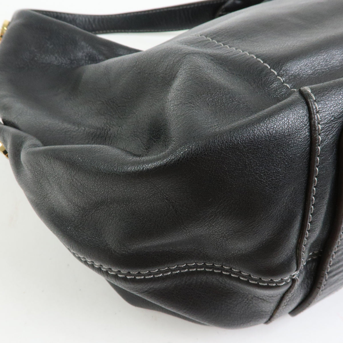 LOEWE Logo Leather Shoulder Bag Hand Bag Black