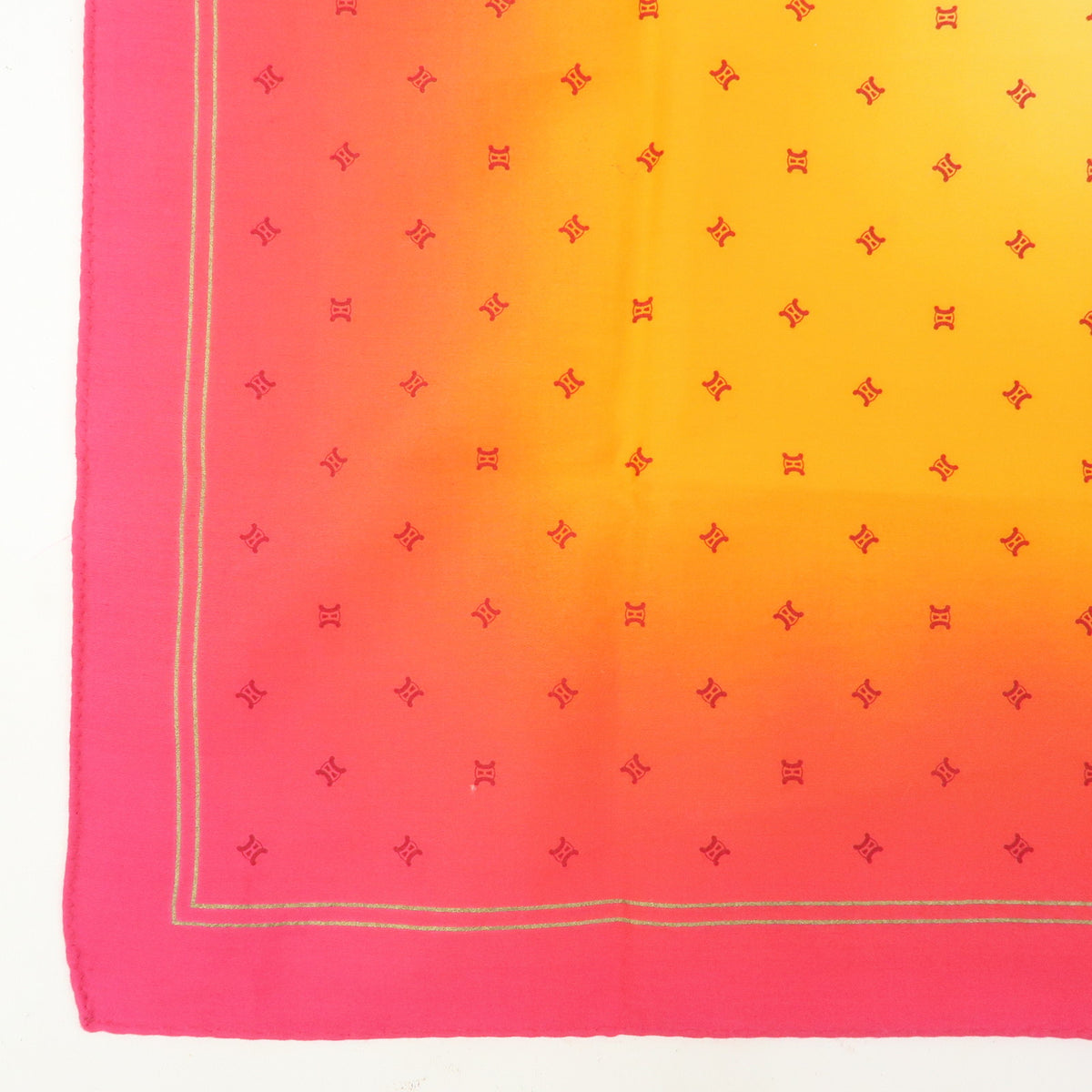 GUCCI CELINE Macadam Lot of 2 100% Silk Polyester Scarf Pink Orange
