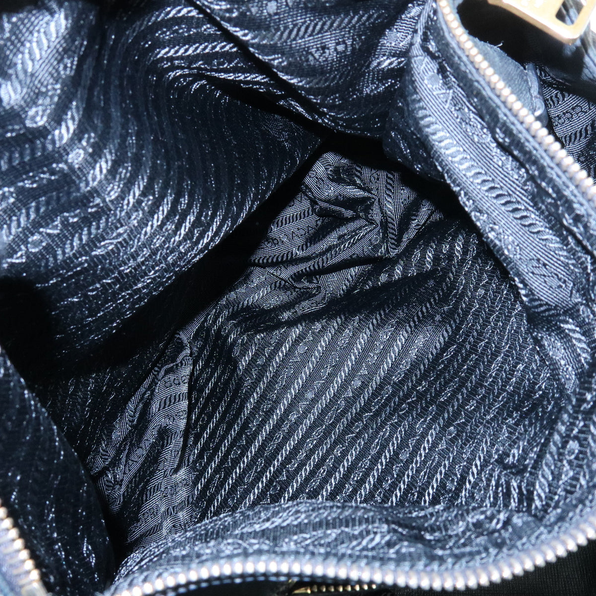 PRADA Nylon Saffiano Leather Shoulder Bag Hand Bag Black