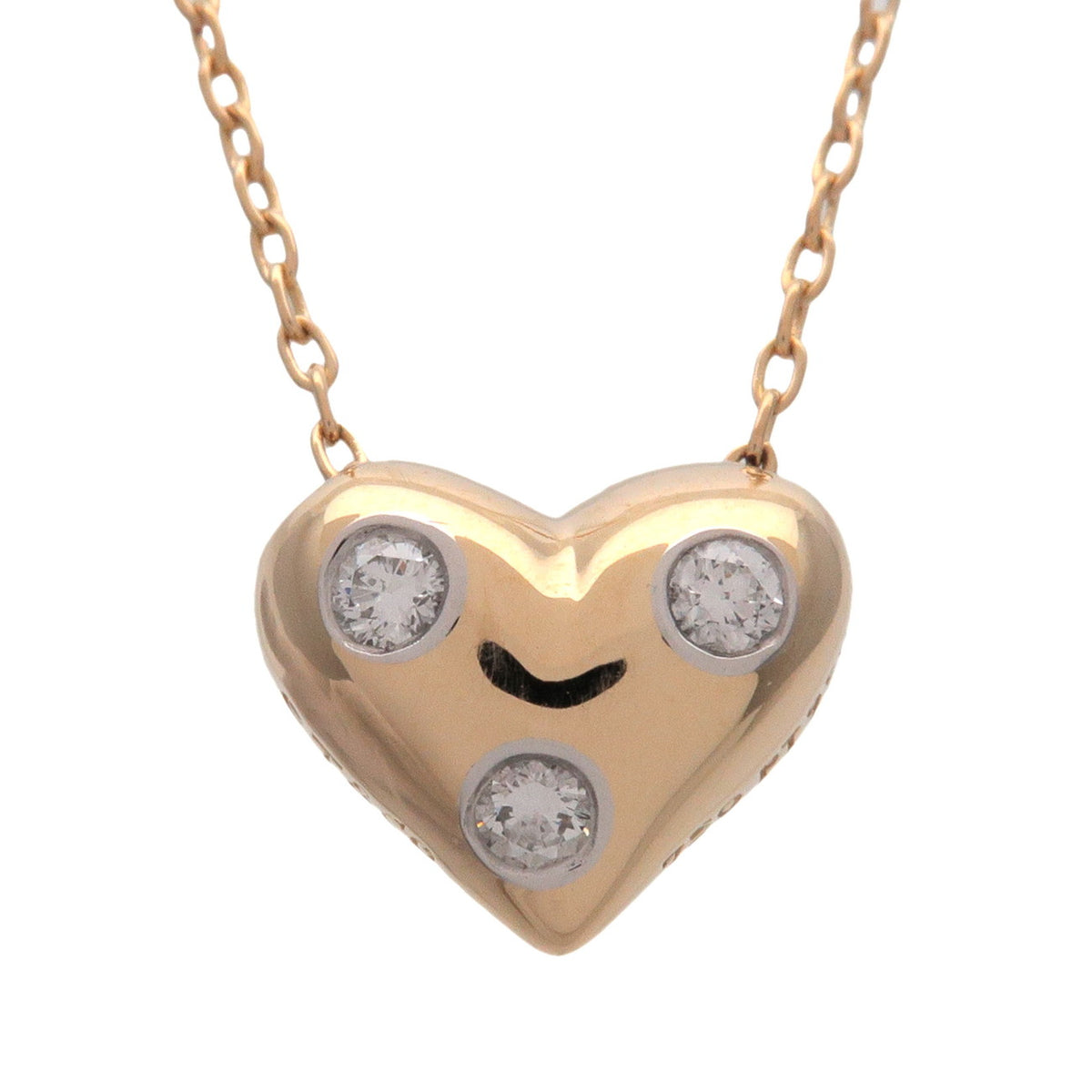 Tiffany & Co Dots Heart 3P Diamond Necklace K18 750YG PT950