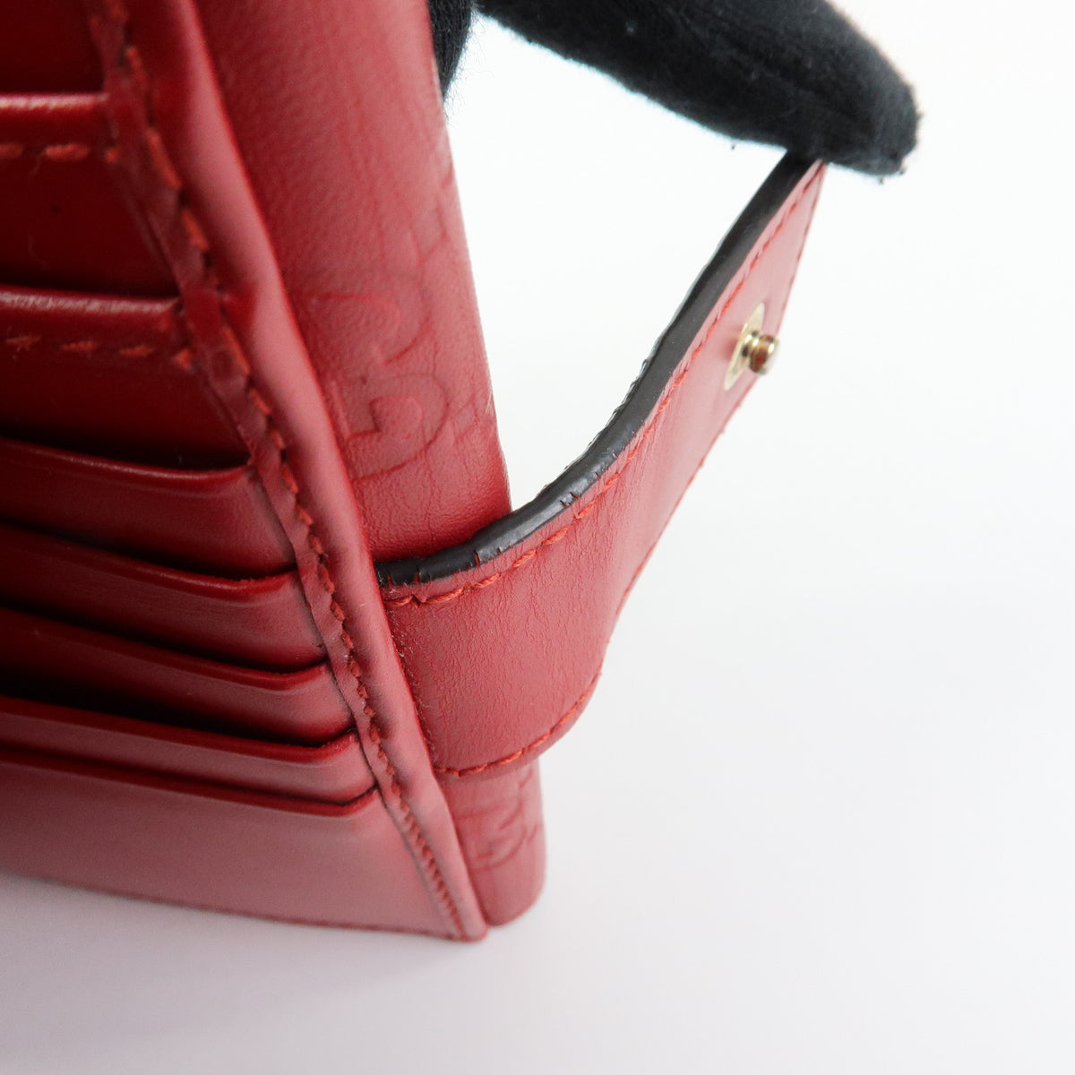 GUCCI Guccissima Leather Bi-fold Compact Wallet Red 406925