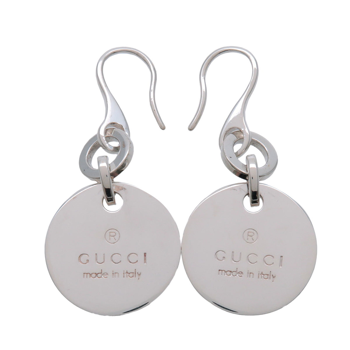 GUCCI Round Plate Hook Earrings SV925 Silver