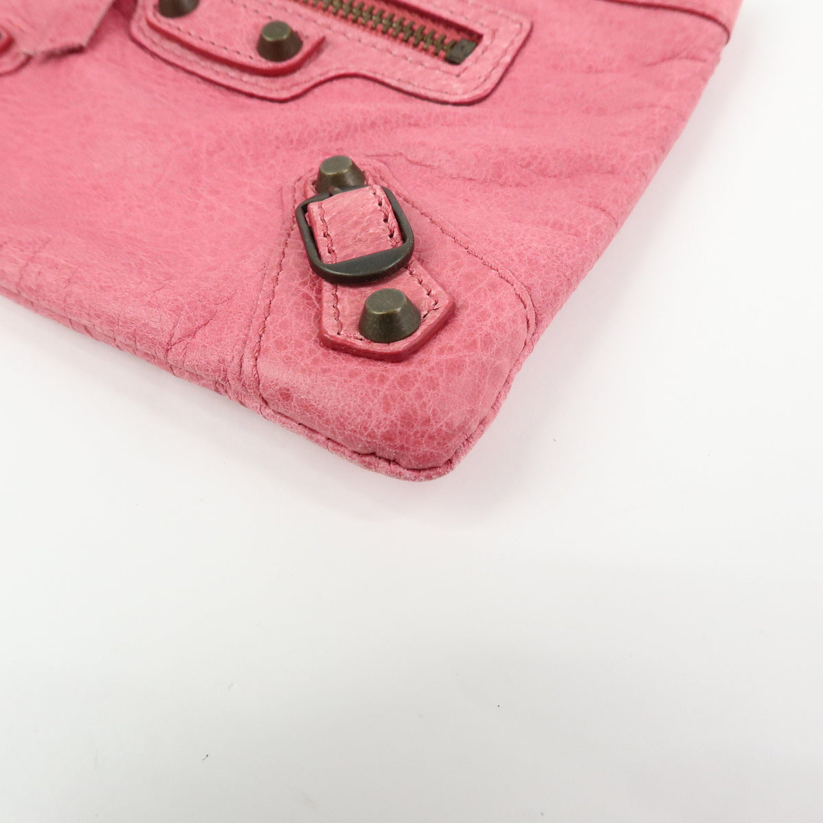 BALENCIAGA Classic Leather Mini Pouch Coin Purse Pink 130783