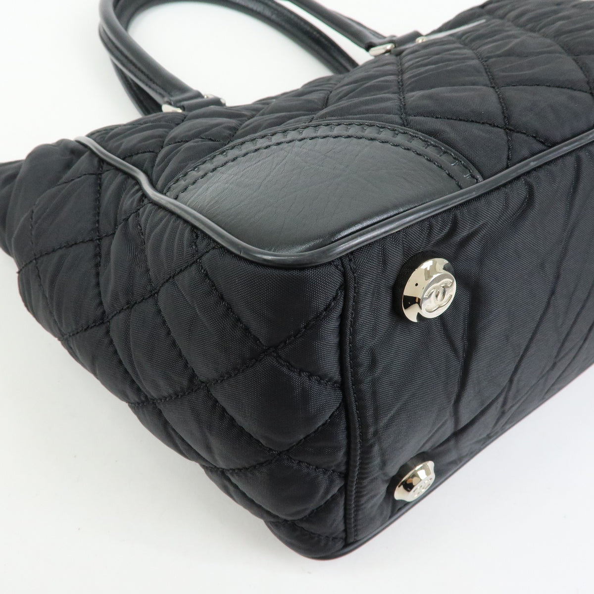 CHANEL Paris New York COCO Mark Nylon Leather Tote Bag Black A33100