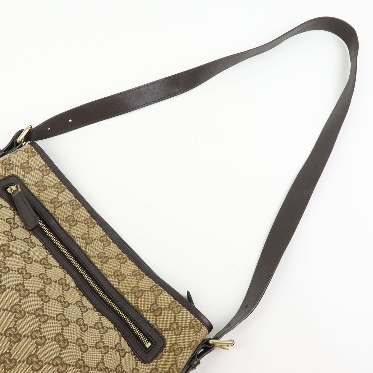 GUCCI Canvas Leather Shoulder Bag Crossbody Bag Beige Brown 388930