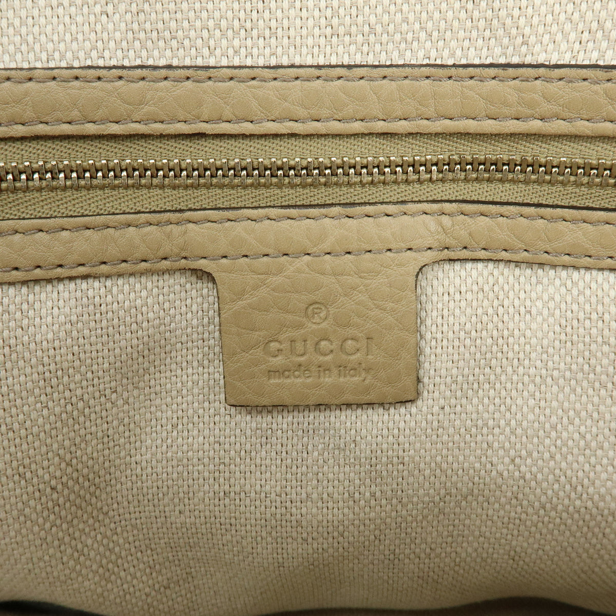 GUCCI SOHO Interlocking G Leather Shoulder Bag Hand Bag Beige 308363