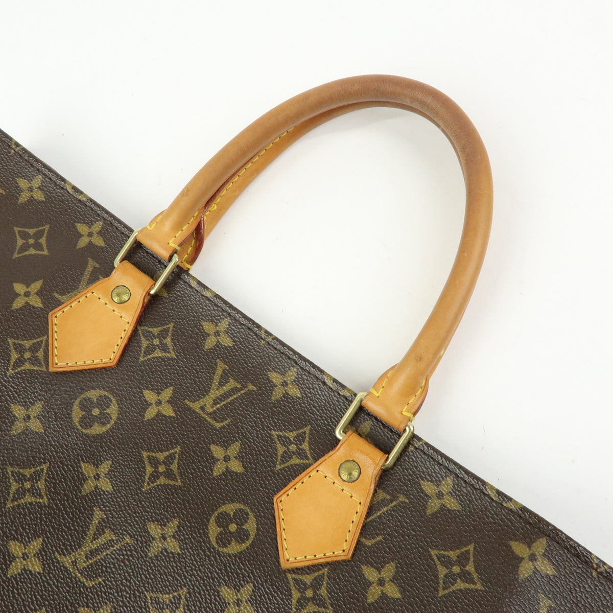Louis Vuitton Monogram Sac Plat Tote Bag Hand Bag Brown M51140