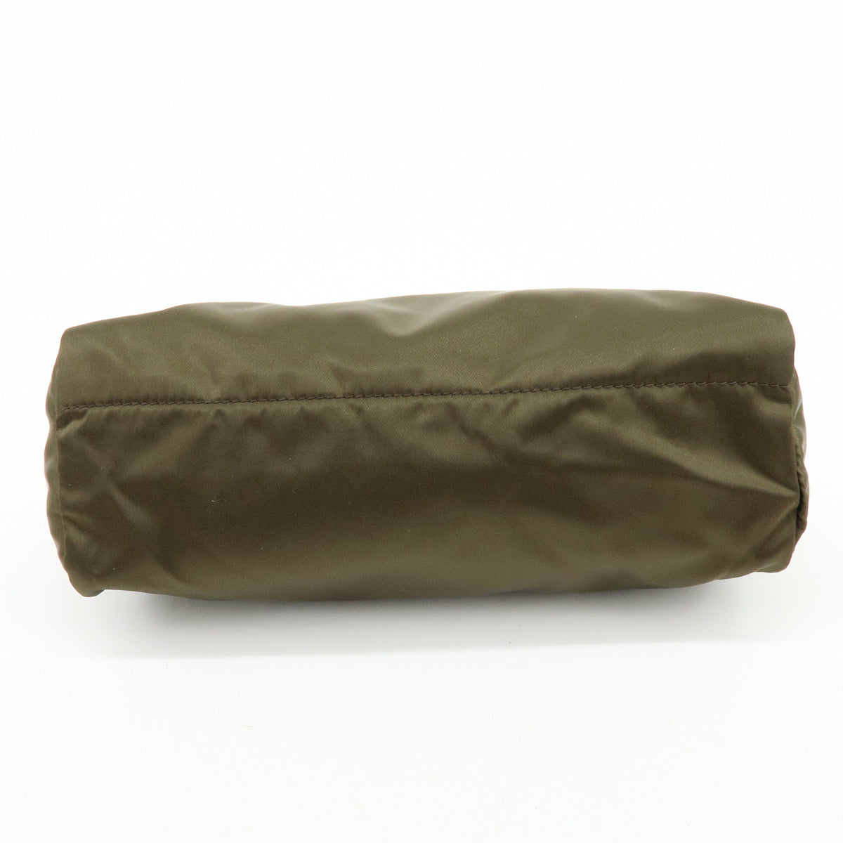 PRADA Triangle Logo Nylon Cosmetic Pouch Makeup Case Khaki Brown 1NA012