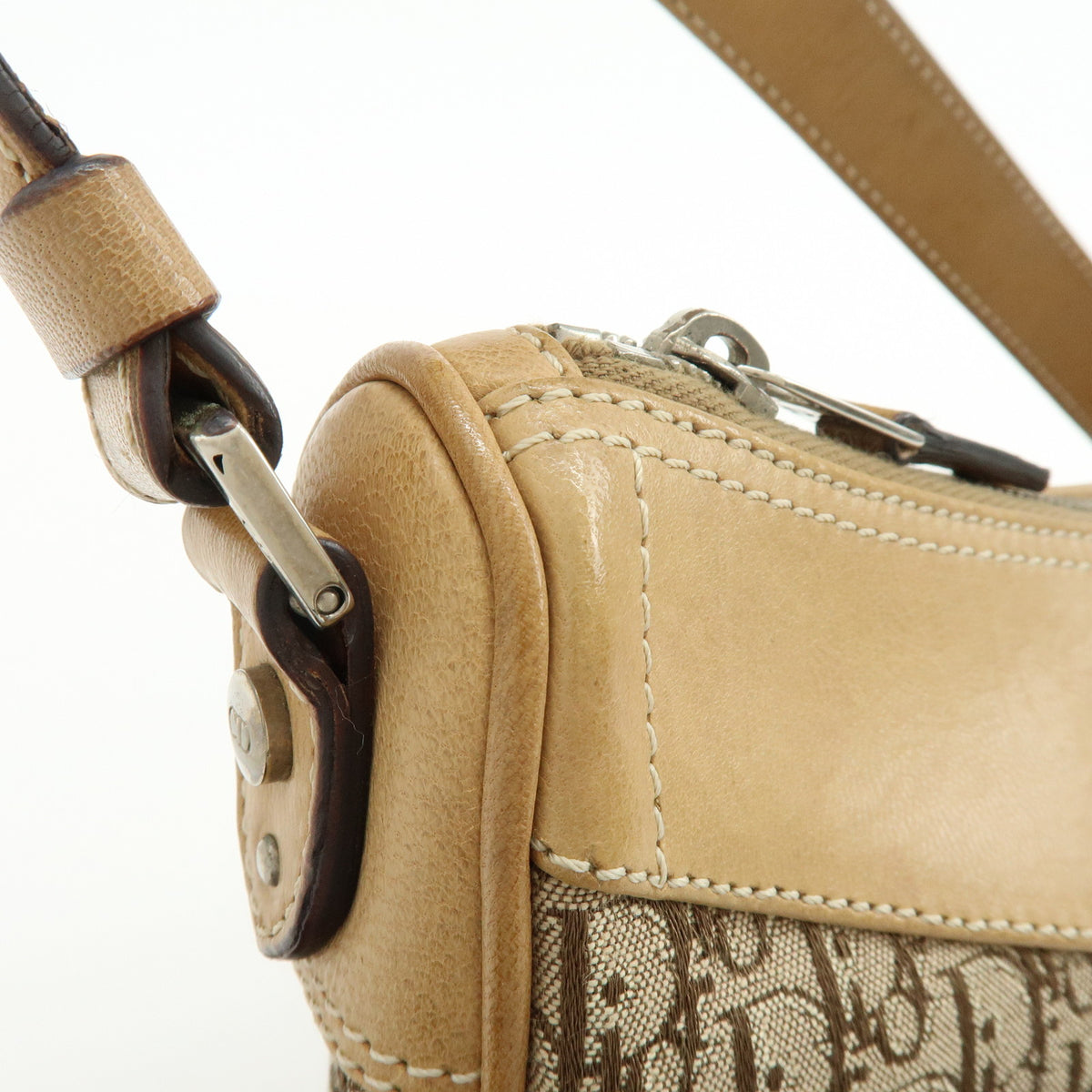 Christian Dior Street Chic Trotter Jaquard Canvas Leather Shoulder Bag