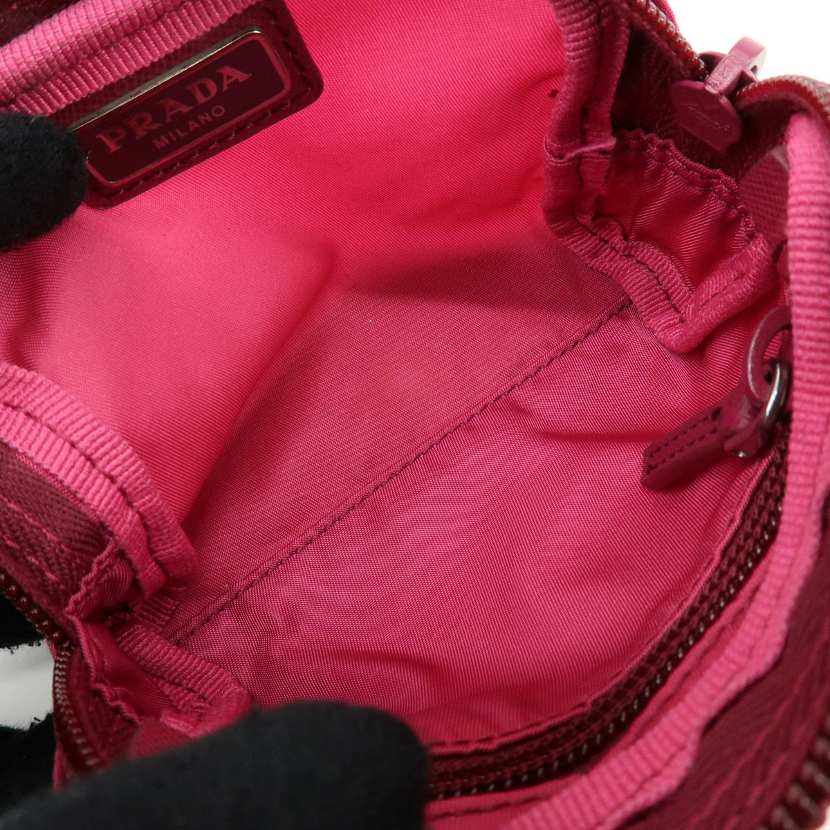 PRADA Triangle Logo Lot of 2 Nylon Pouch Cosmetic Case Purple Pink