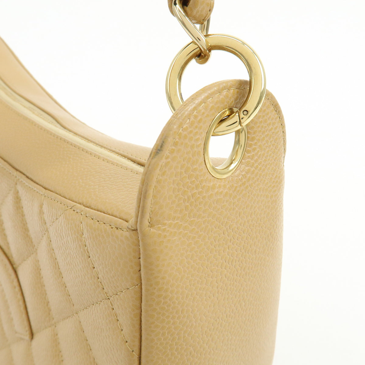 CHANEL COCO Mark Matelasse Caviaskin Chain Shoulder Bag Beige A20993
