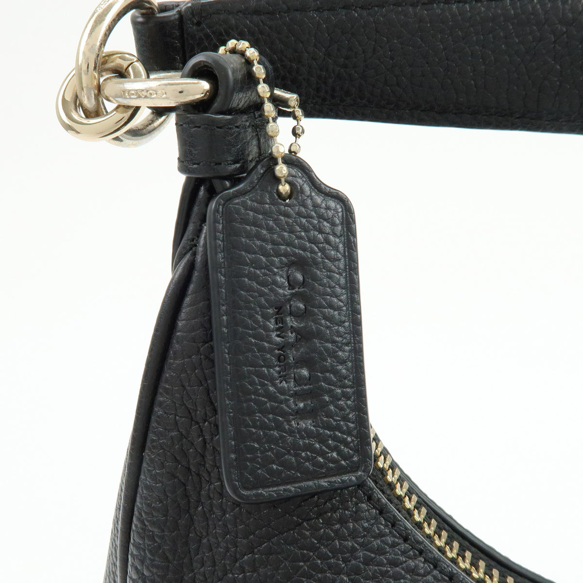 COACH Logo Leather 2Way Shoulder Bag Hand Bag Black