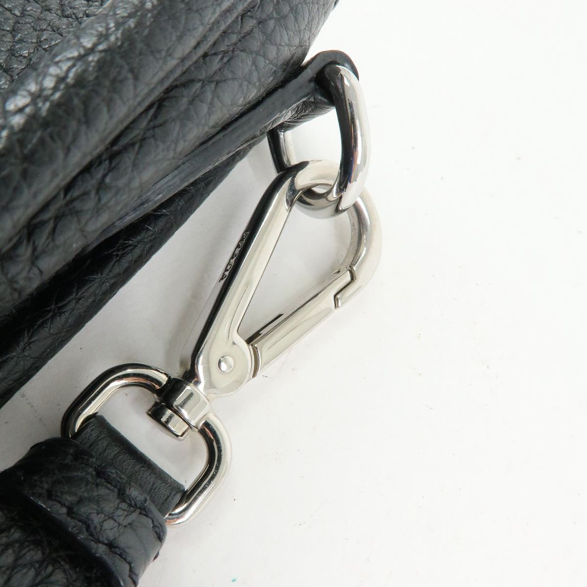 PRADA Triangle Logo Vitello Daino Leather Shoulder Bag Black 1BH191