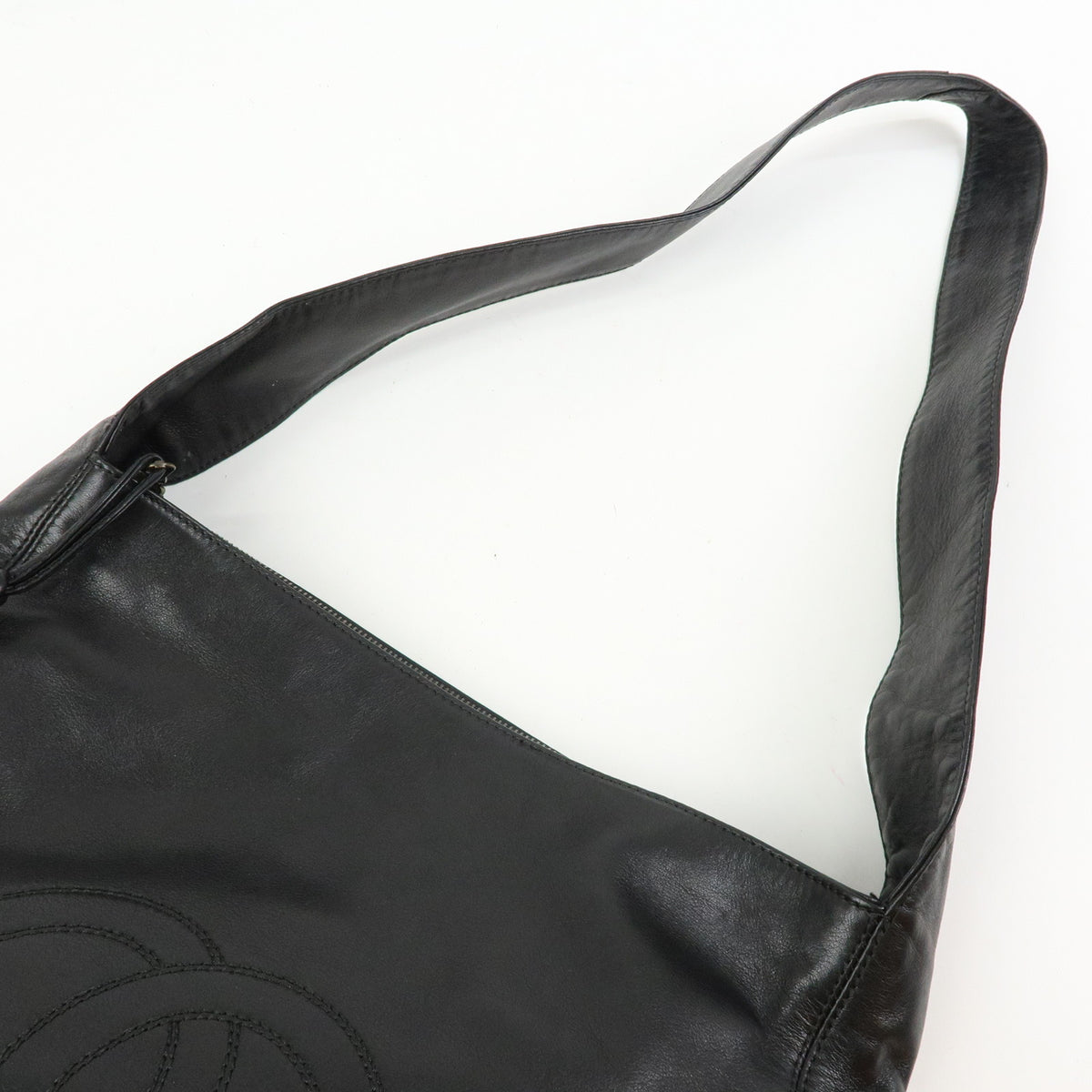 CHANEL COCO Mark Lamb Skin Leather Shoulder Bag Tassel Black Brown