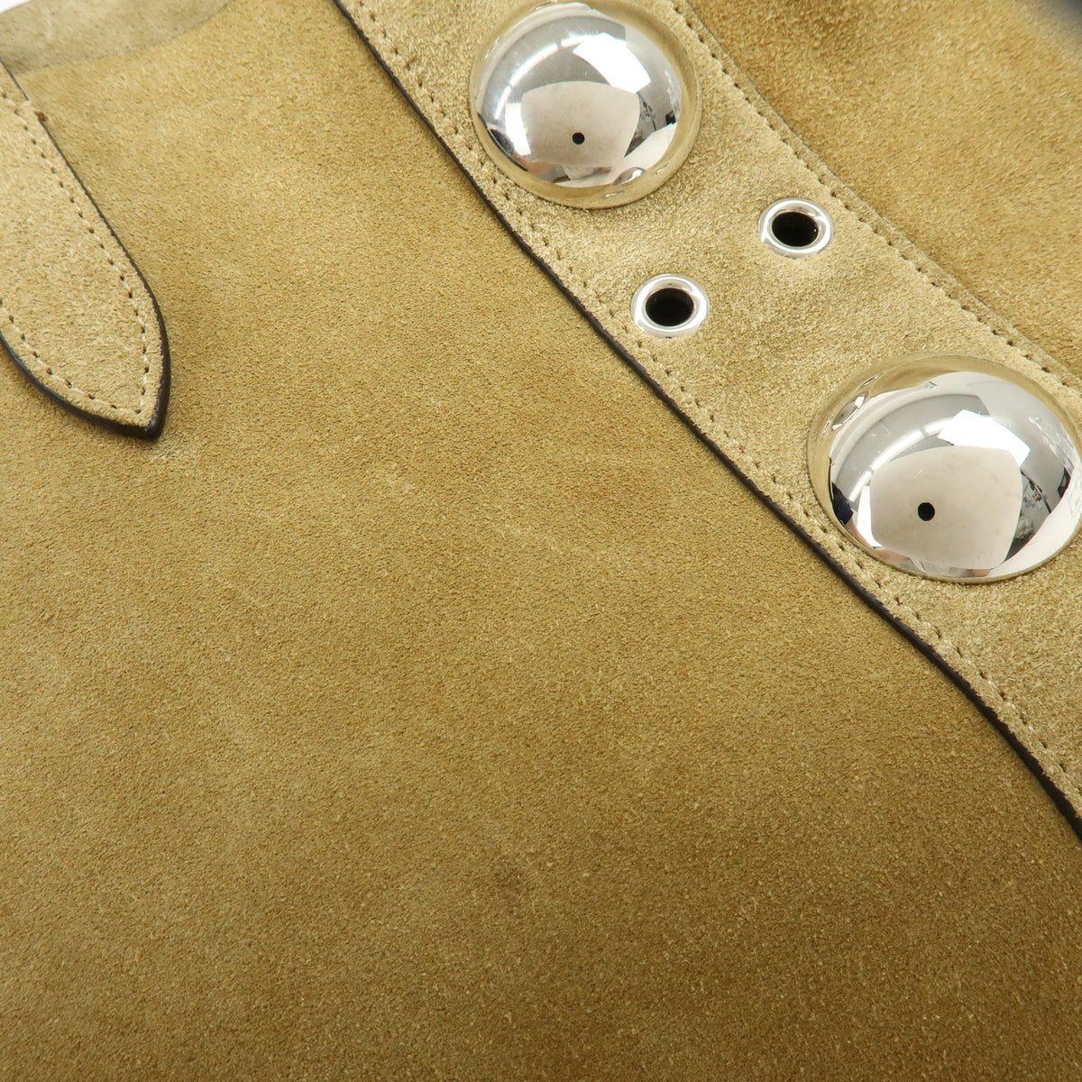 VALENTINO Suede Nellcote Tote Bag Shoulder Bag Beige Silver