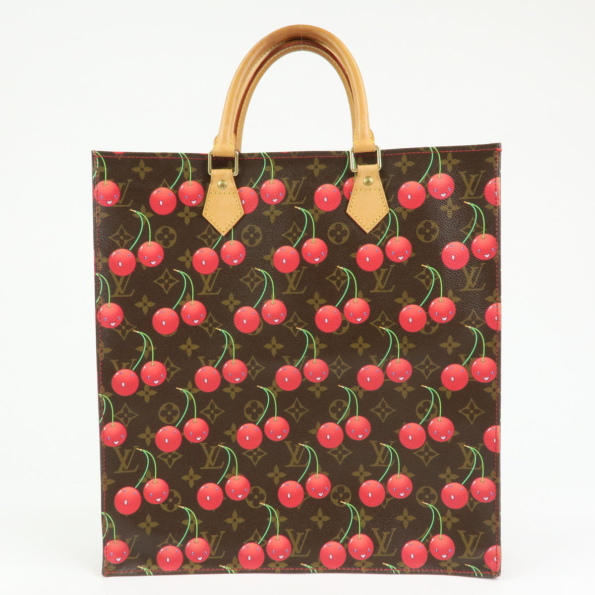 Louis Vuitton Monogram Cherry Sac Plat Tote Bag Brown Cherry M95010