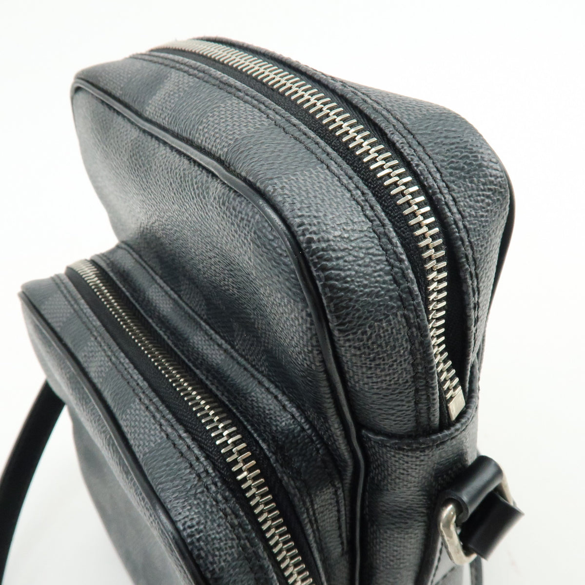 Louis Vuitton Damier Graphite Rem Leather Shoulder Bag Black N41446